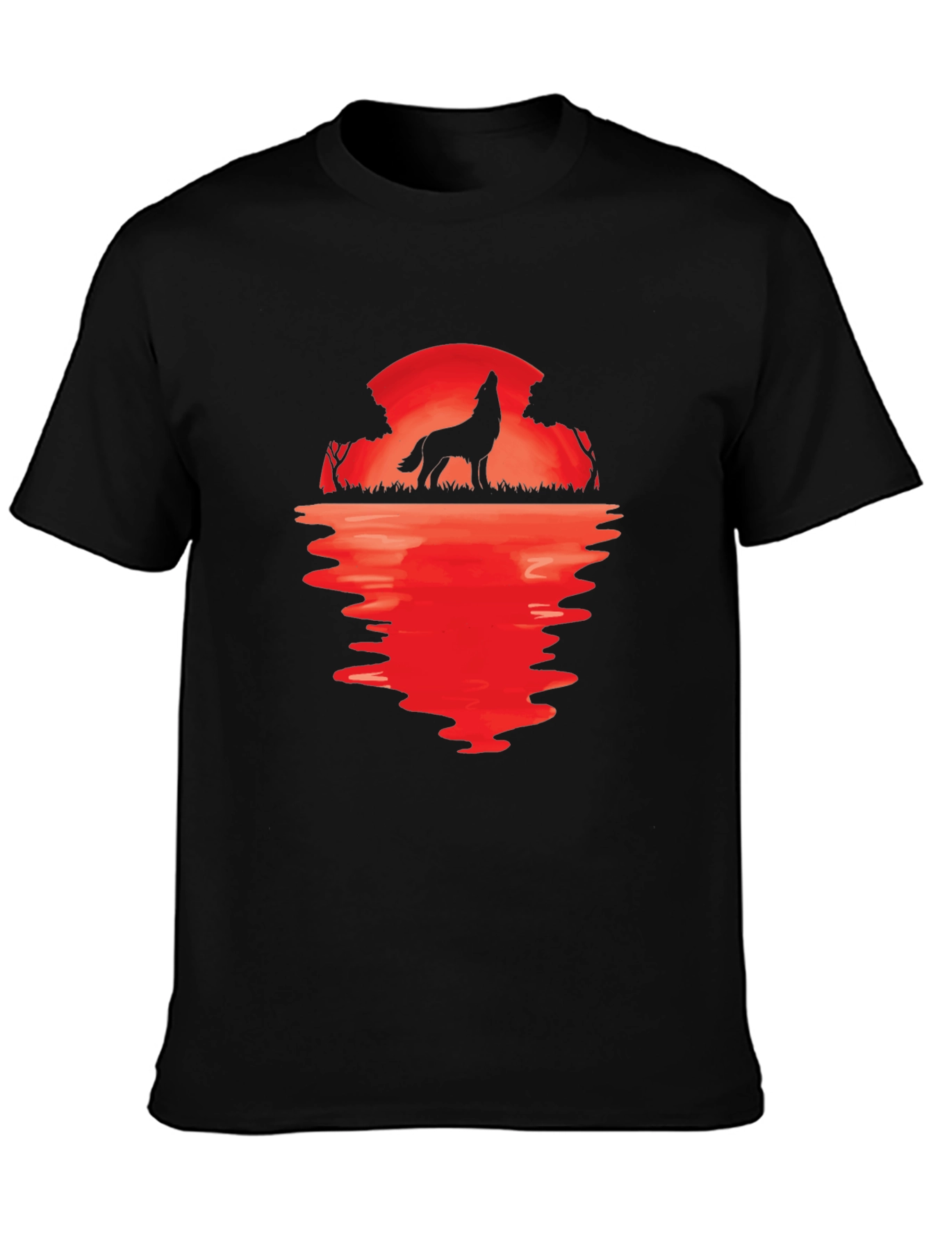 Wolf Howling at Moon Graphic Tee