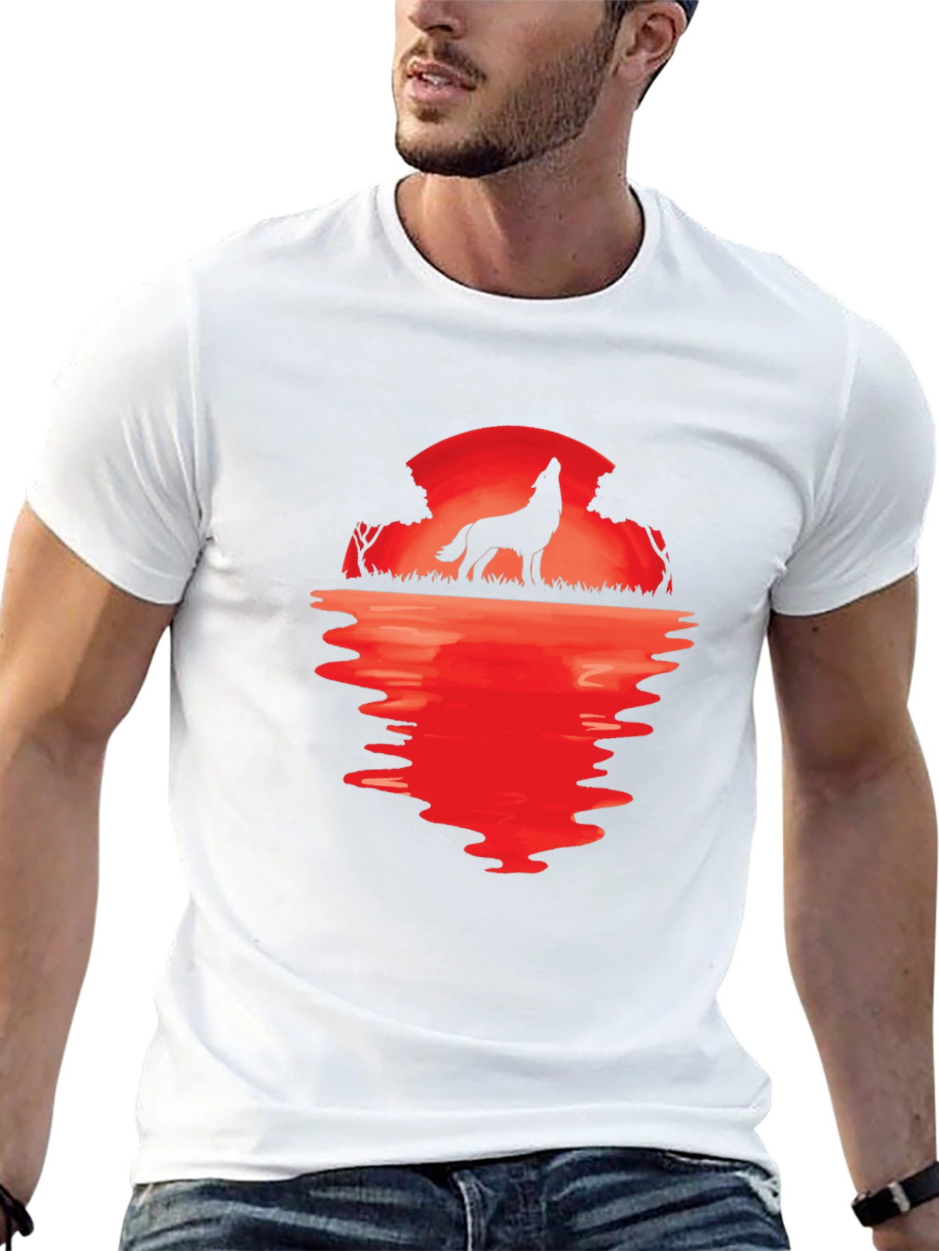 Wolf Howling at Moon Graphic Tee