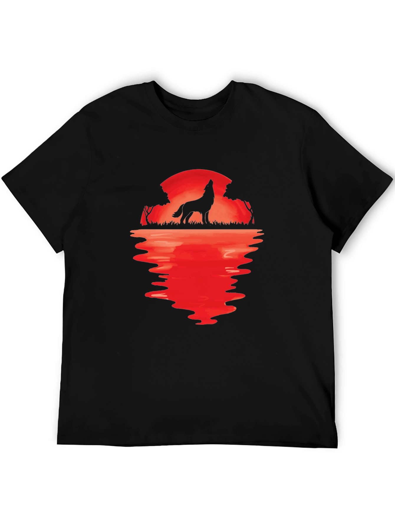 Wolf Howling at Moon Graphic Tee