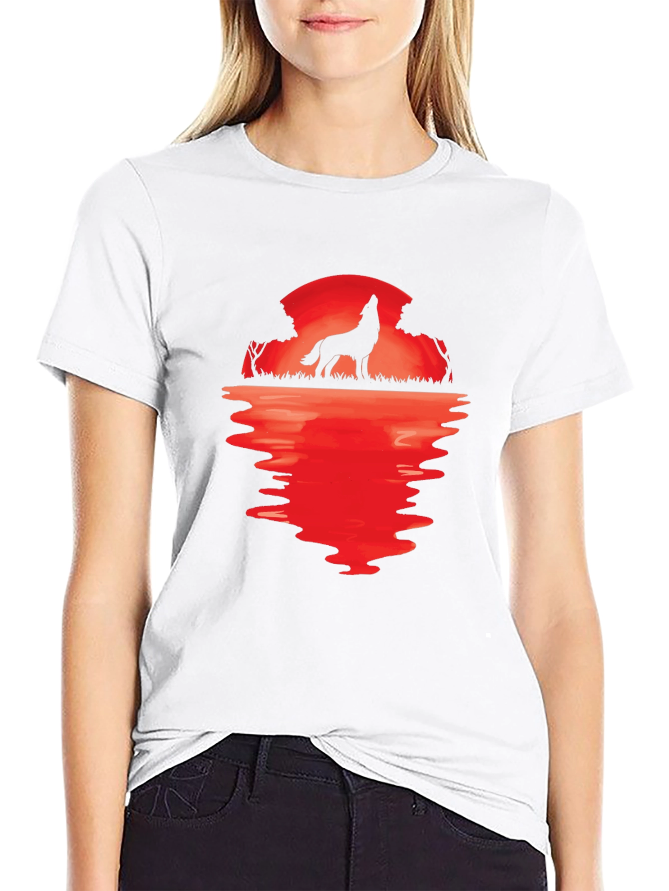 Wolf Howling at Moon Graphic Tee