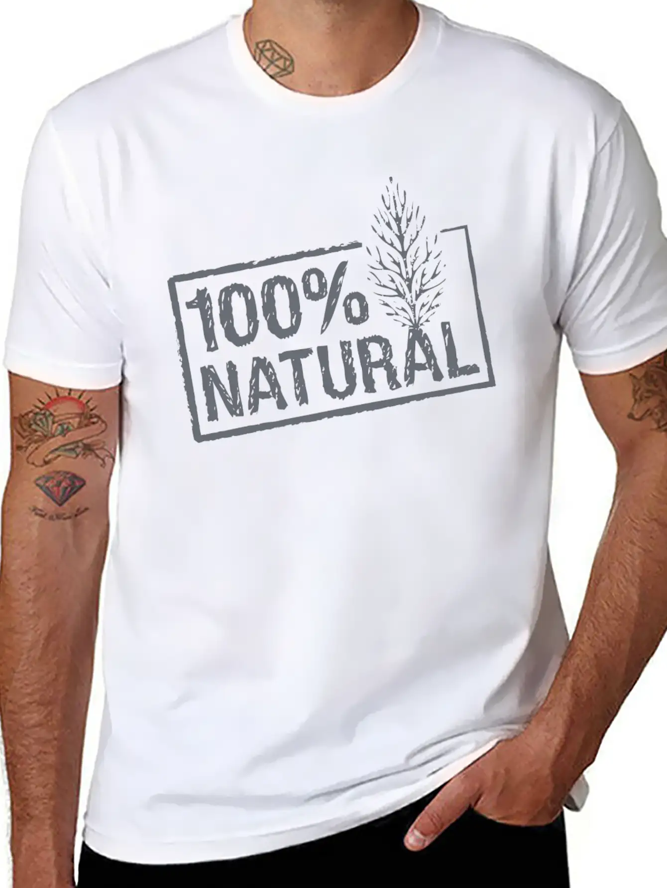 100% All Natural Stamp - (Plain) Timeless Short Sleeve Tee – Comfy And Minimalist Design