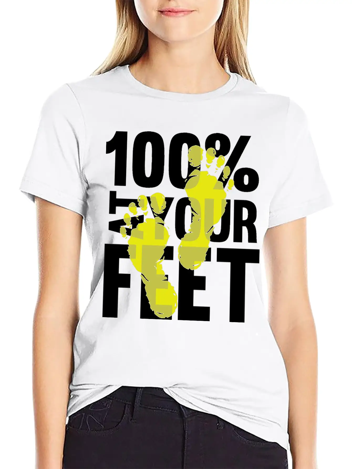 100% At Your Feet Casual Graphic T-Shirt – Simple And Comfortable Daily Wear