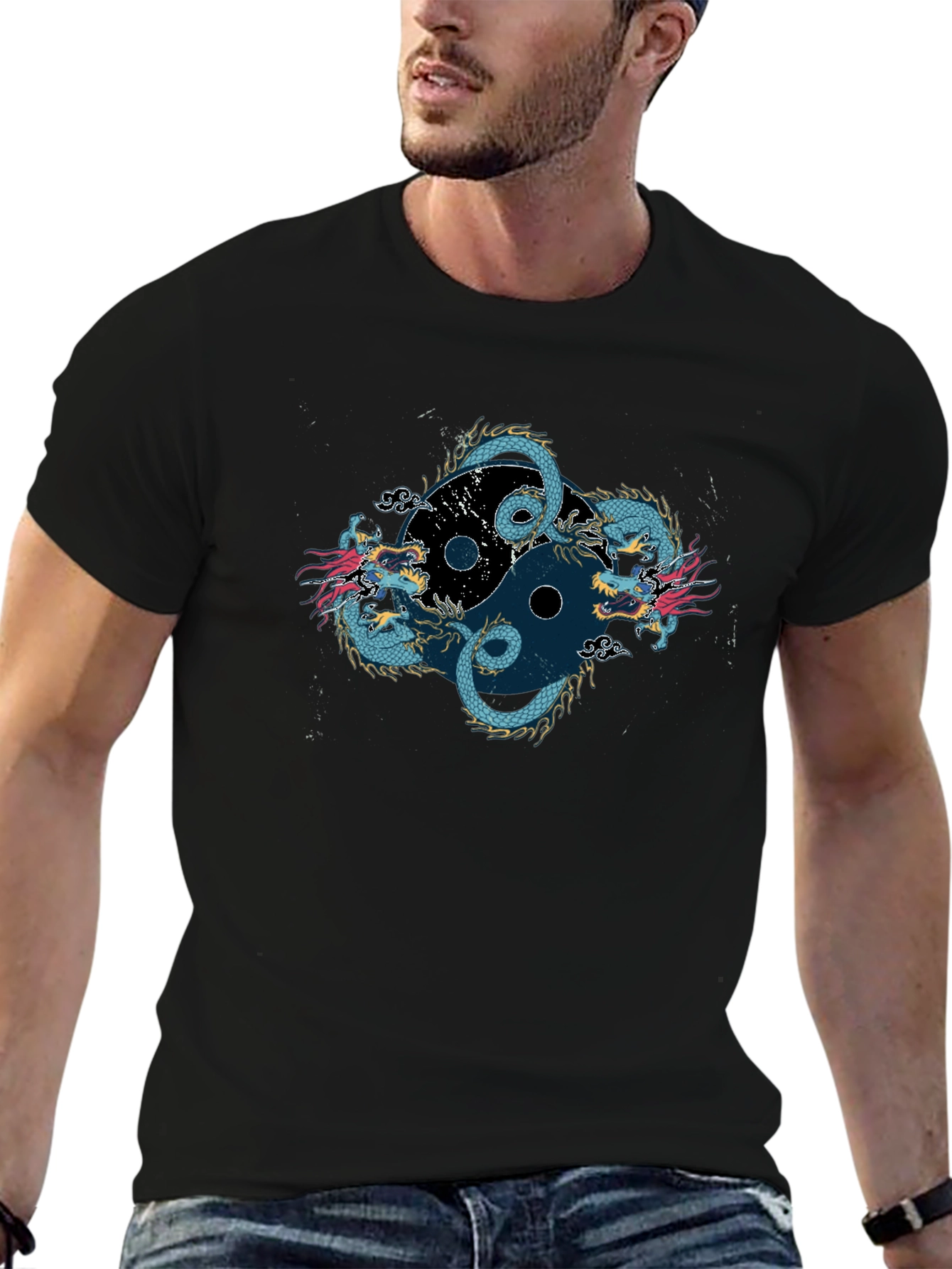 Yin Yang Dragon Graphic Tee - Classic Fit