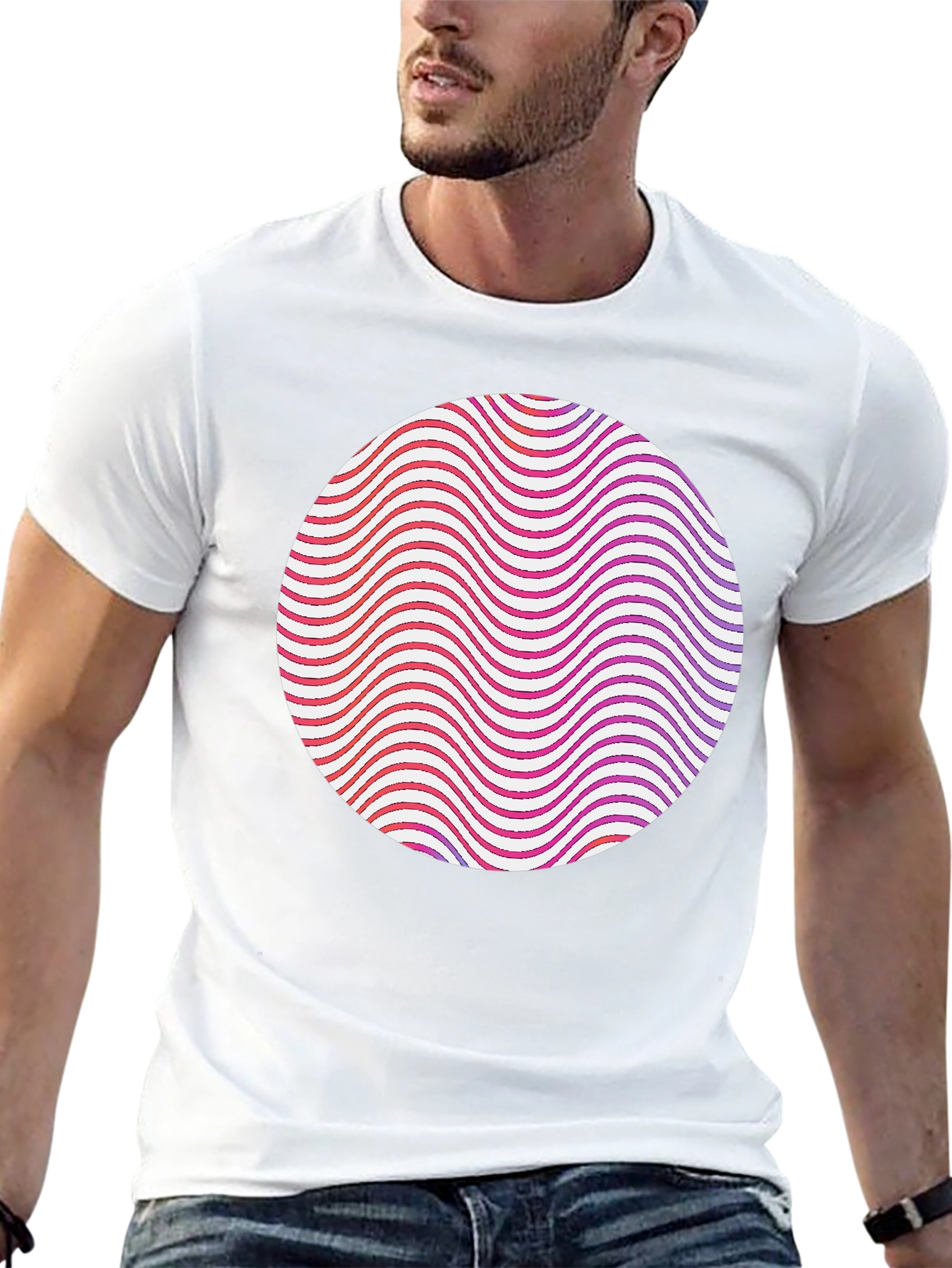 Abstract Circle Graphic Tee - Modern Style