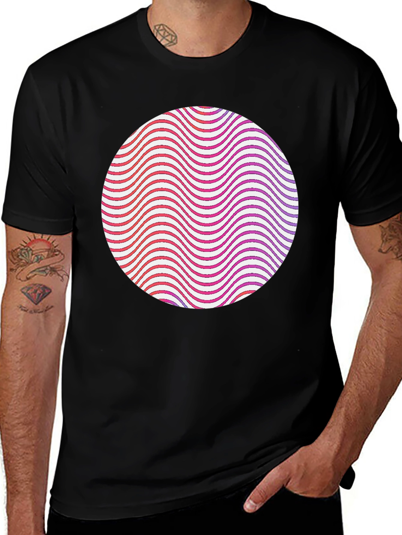 Abstract Circle Graphic Tee - Modern Style