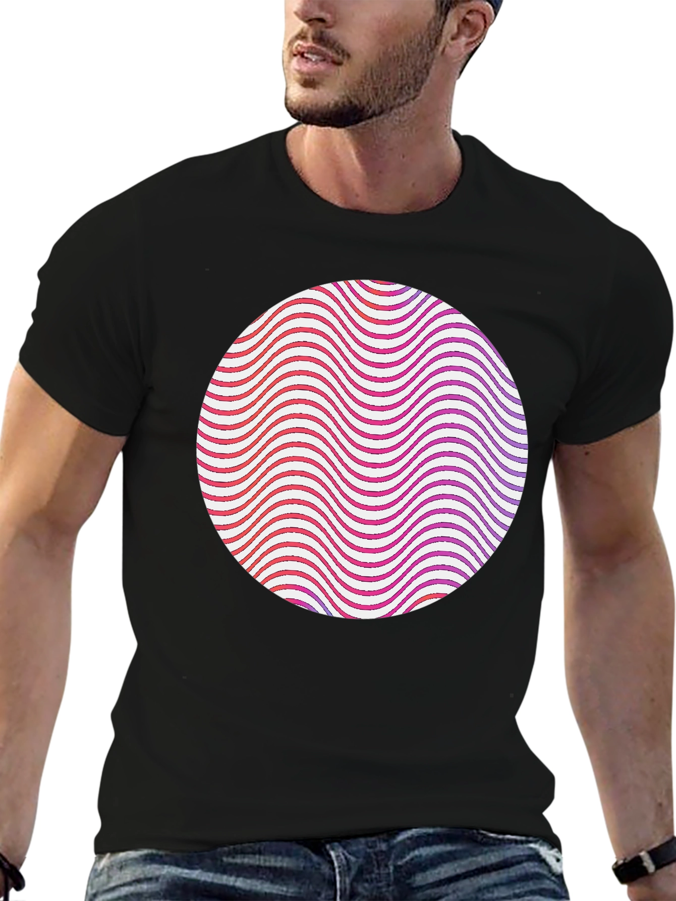 Abstract Circle Graphic Tee - Modern Style