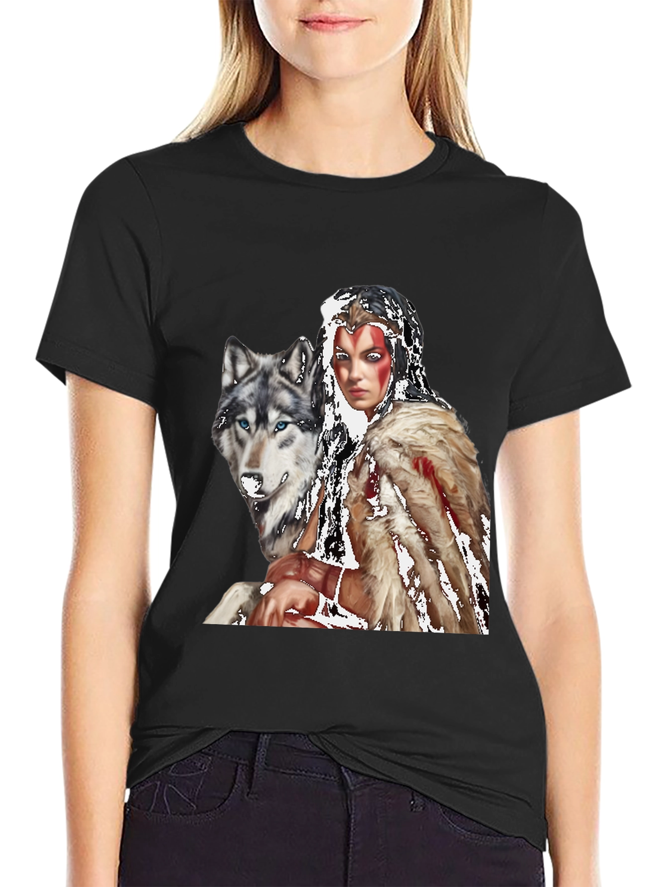 Wolf & Warrior T-Shirt - Black