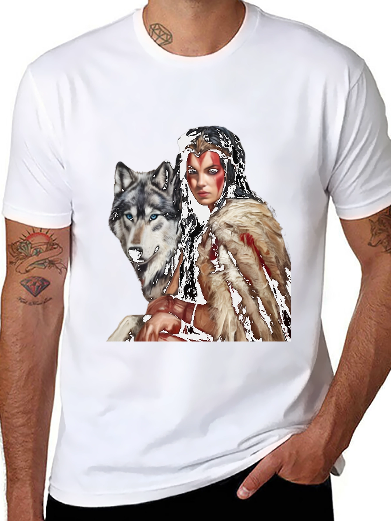 Wolf & Warrior T-Shirt - Black