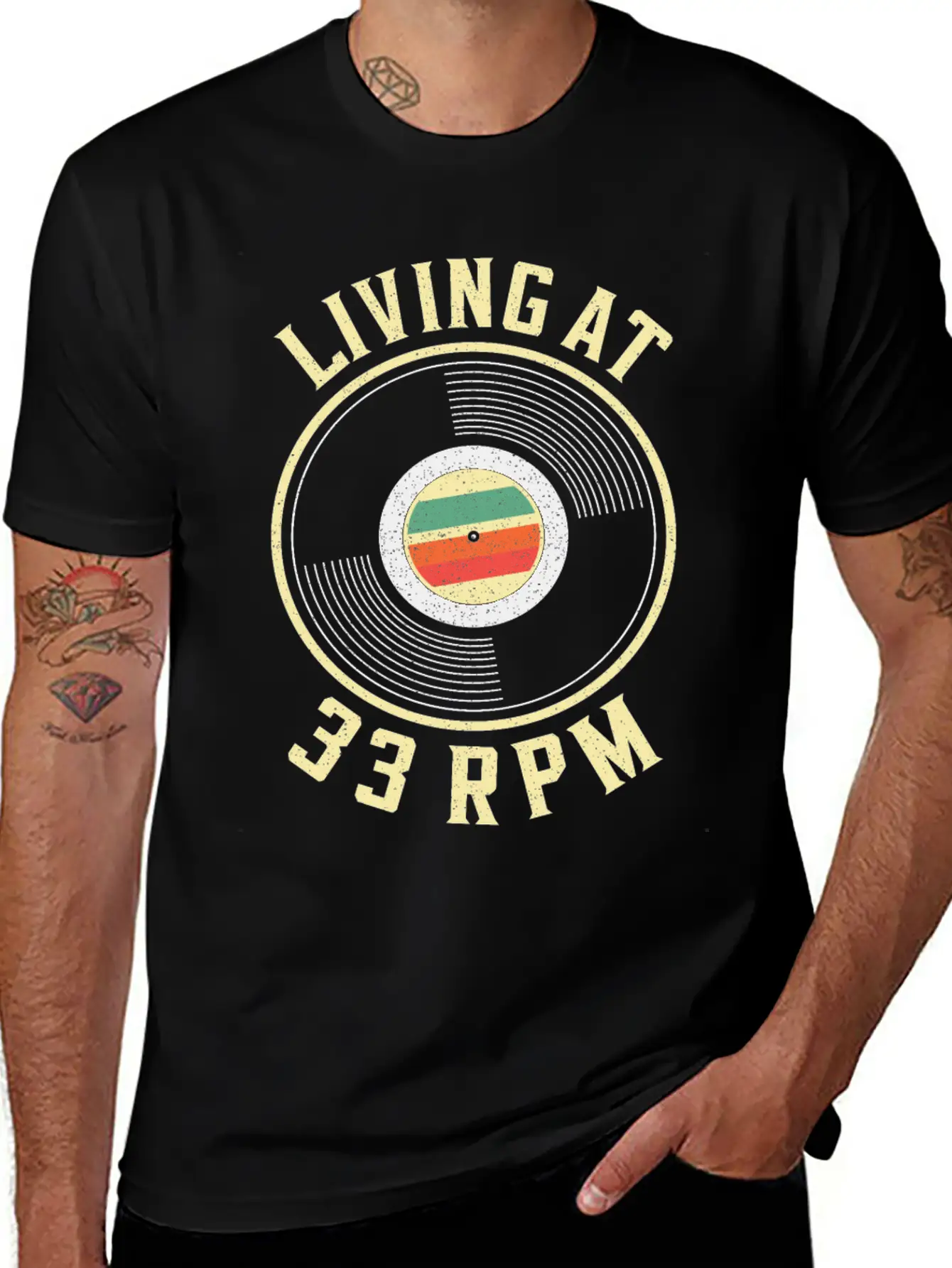 33RPM Vinyl Record Collecting Music Record Player Casual Graphic T-Shirt – Simple And Comfortable Daily Wear