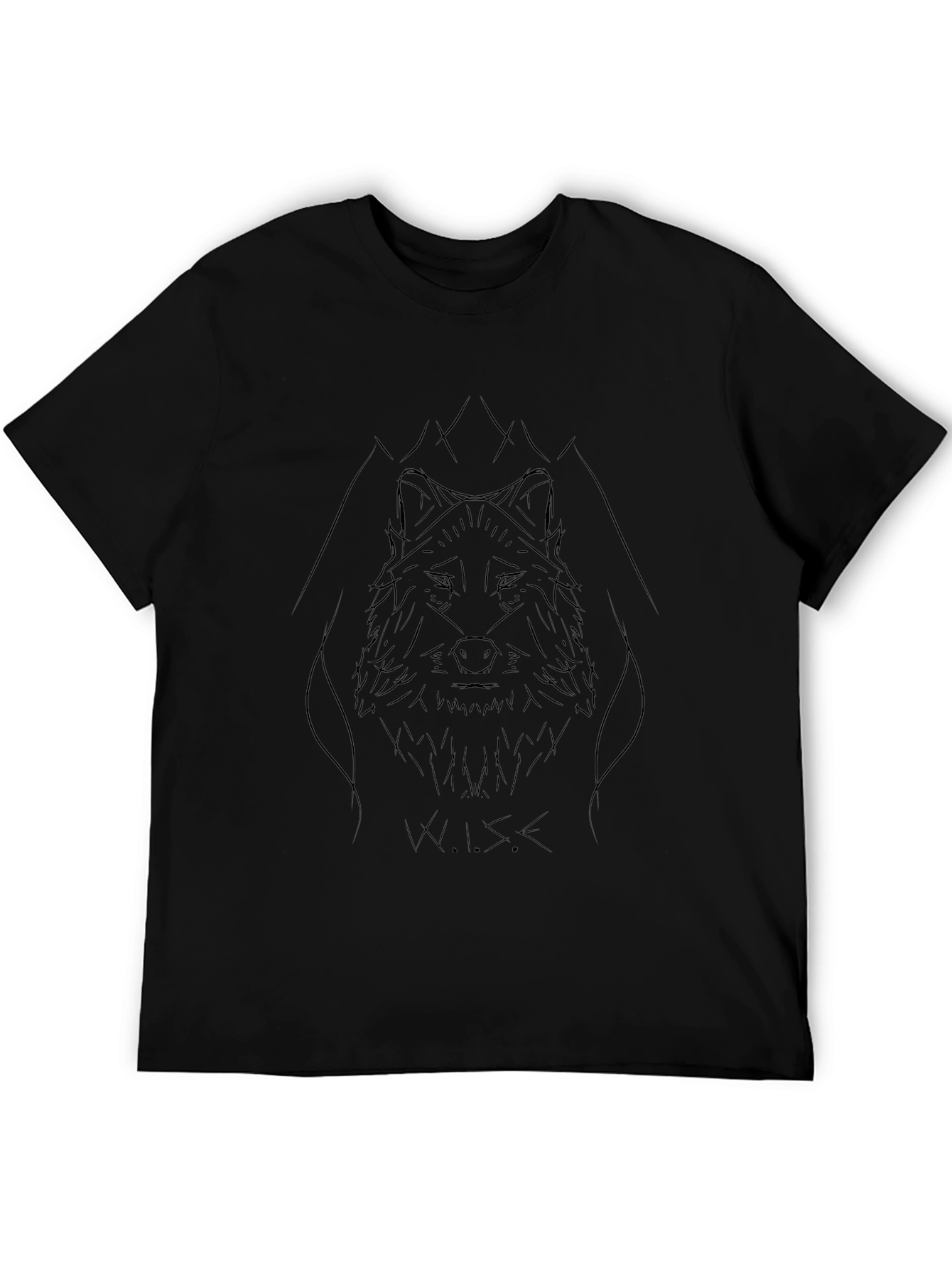 Wolf Sketch Graphic Tee - Modern Mens Black T-Shirt