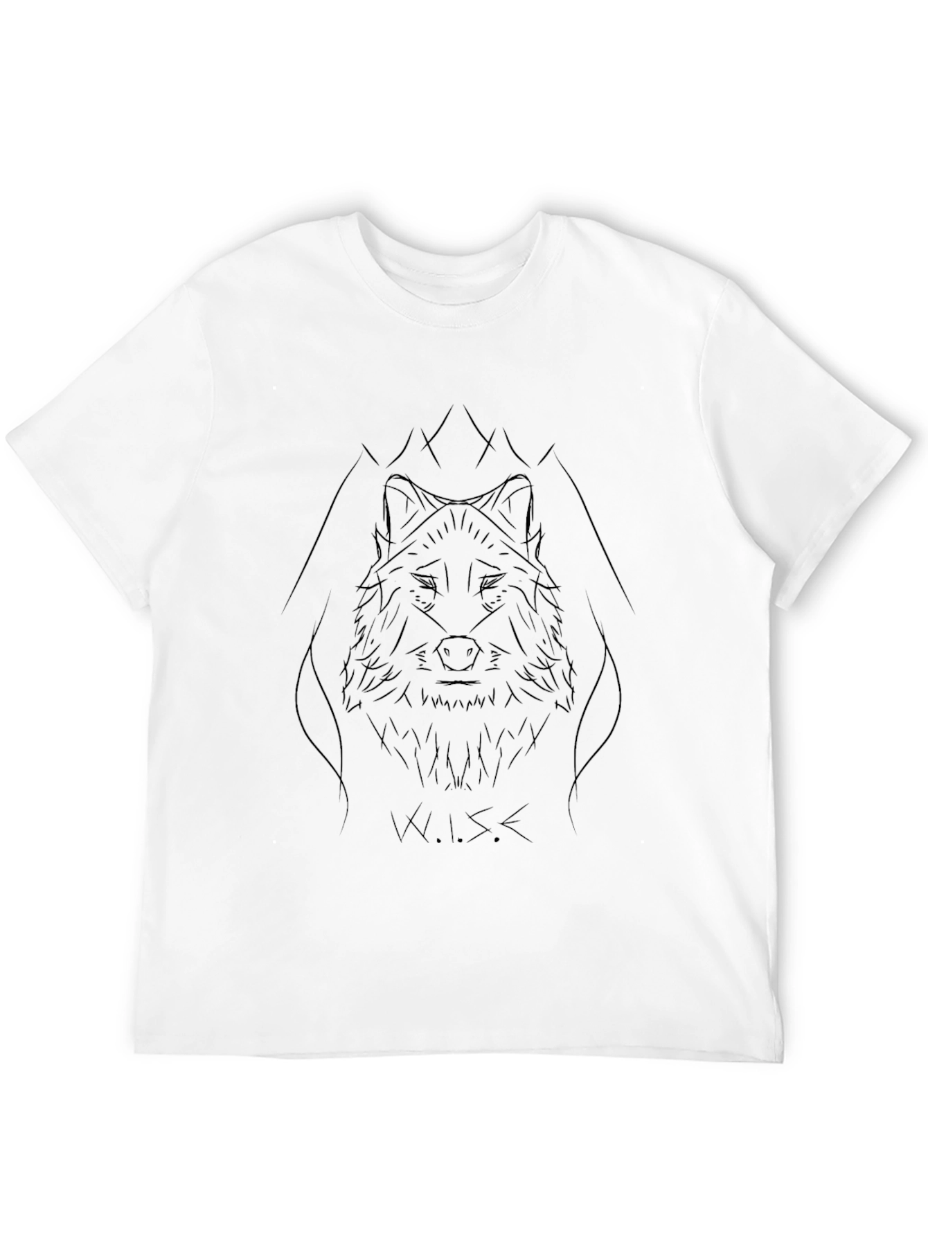 Wolf Sketch Graphic Tee - Modern Mens Black T-Shirt