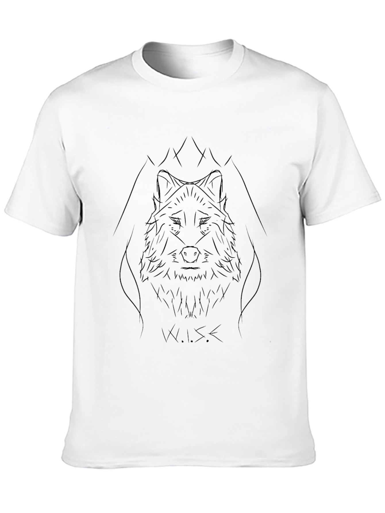 Wolf Sketch Graphic Tee - Modern Mens Black T-Shirt