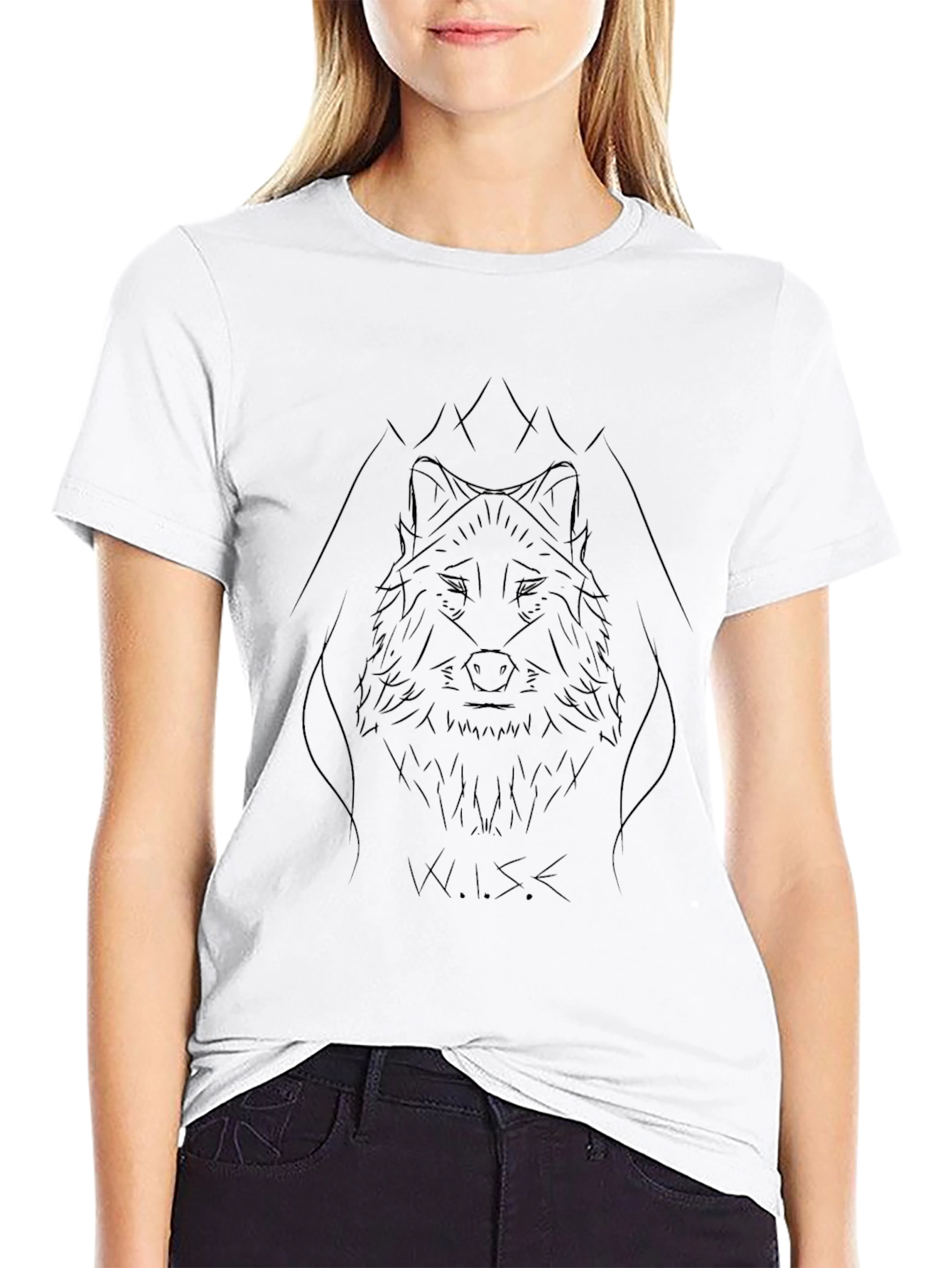 Wolf Sketch Graphic Tee - Modern Mens Black T-Shirt