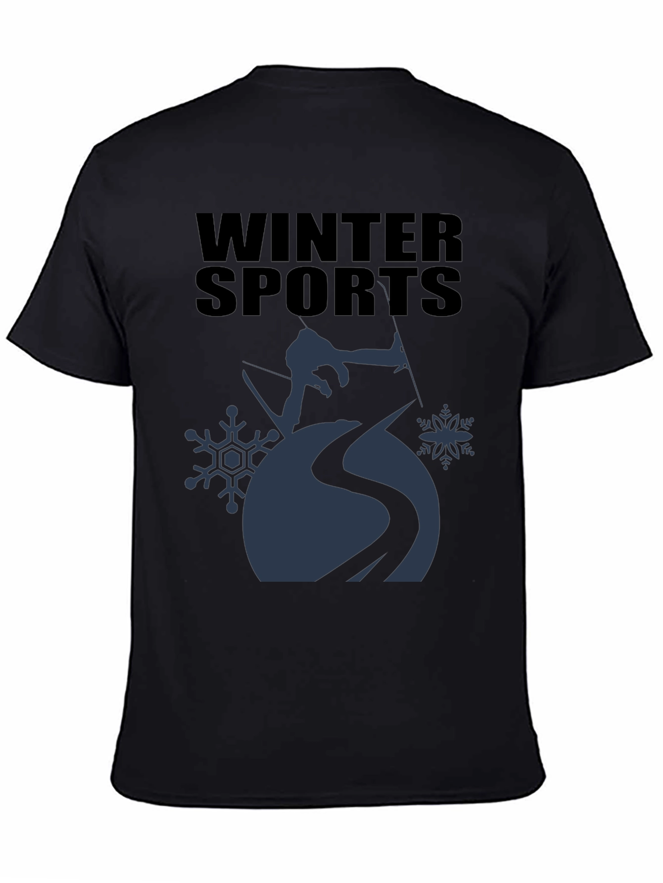 Winter Sports Graphic Tee - Black Cotton T-Shirt