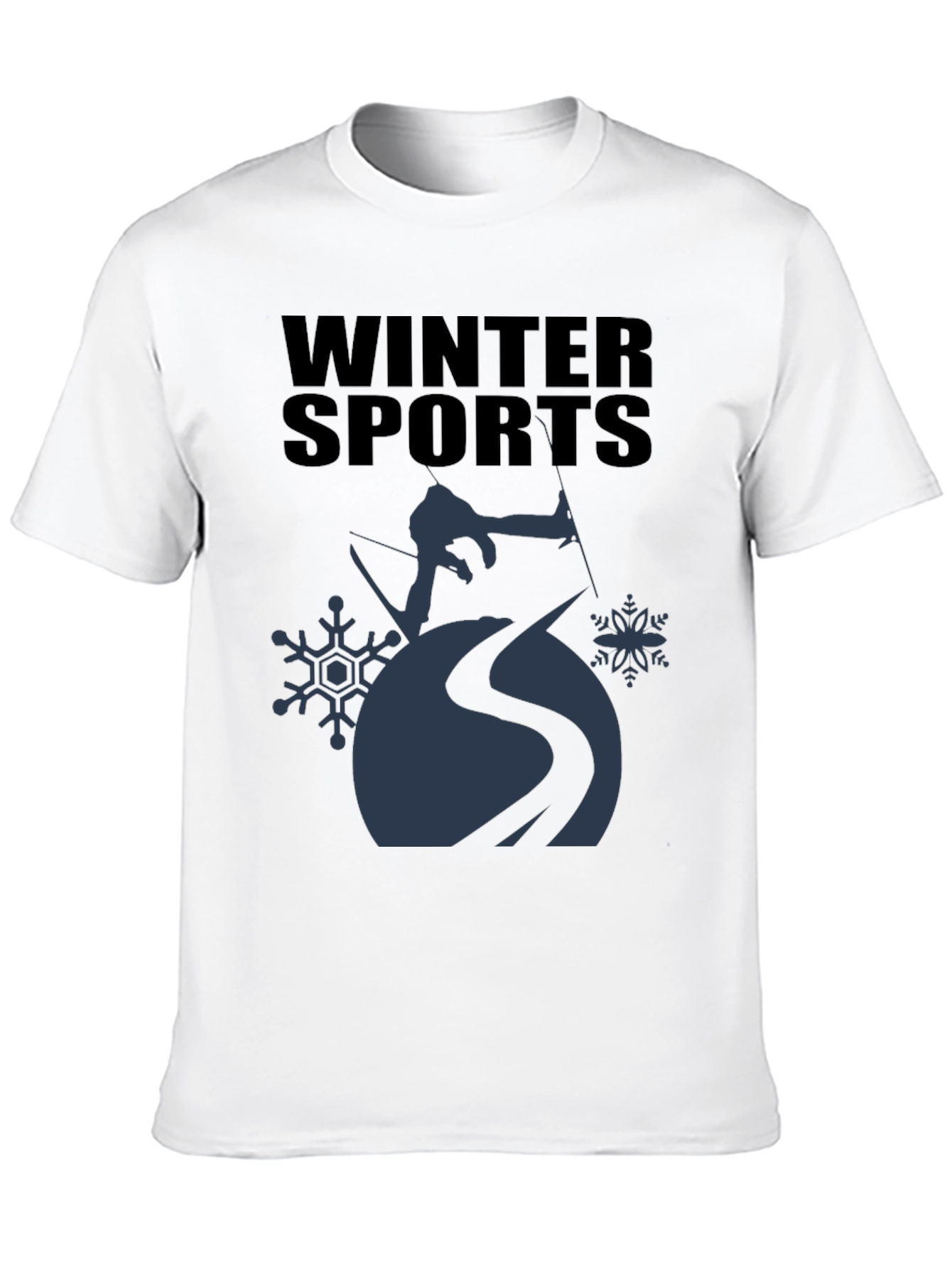 Winter Sports Graphic Tee - Black Cotton T-Shirt