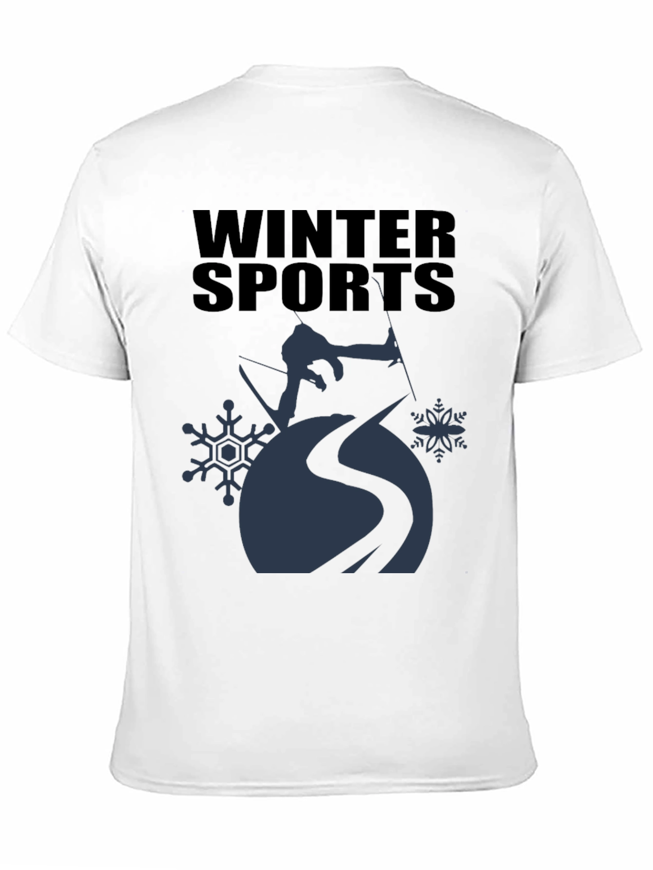 Winter Sports Graphic Tee - Black Cotton T-Shirt