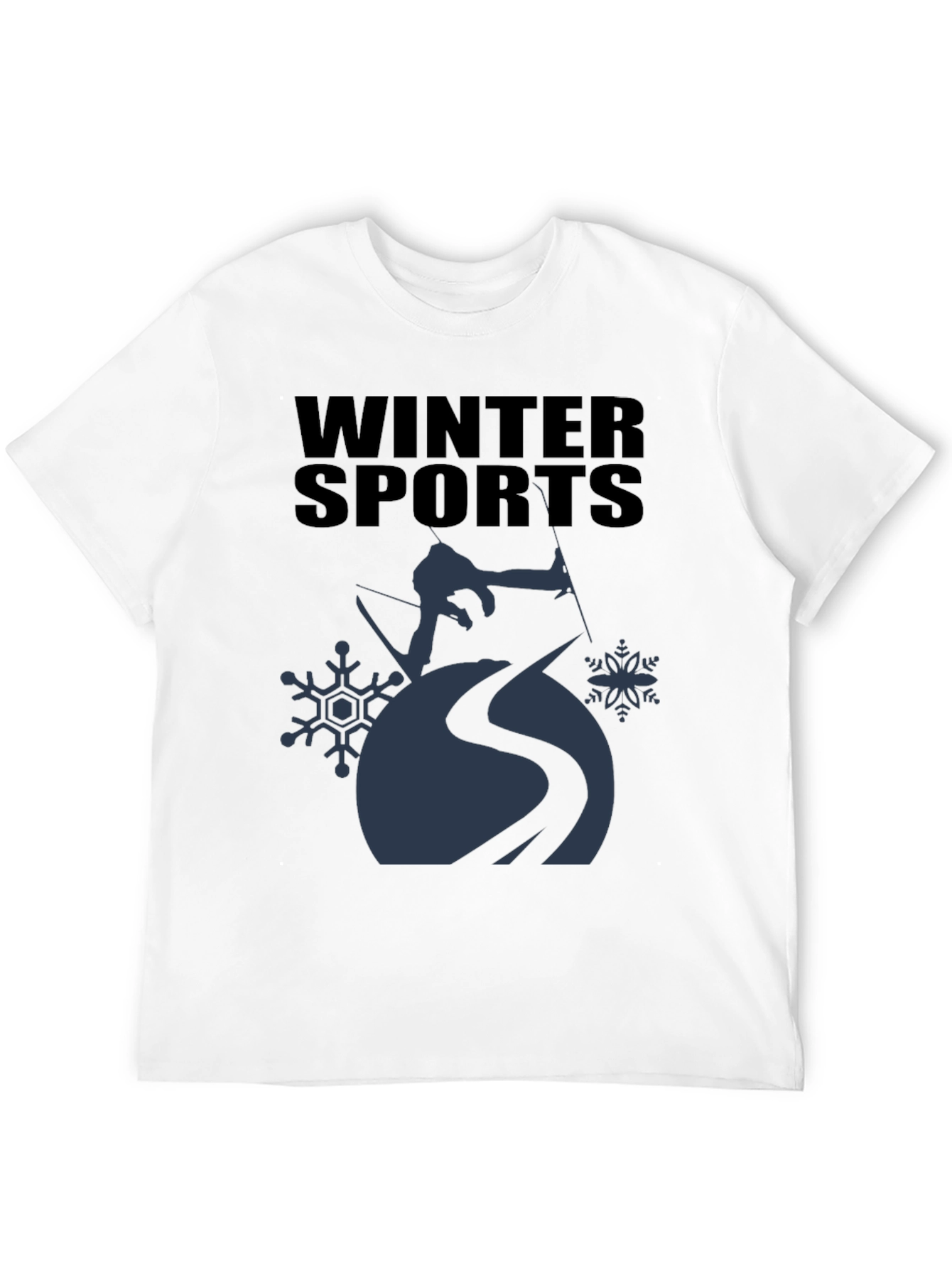Winter Sports Graphic Tee - Black Cotton T-Shirt