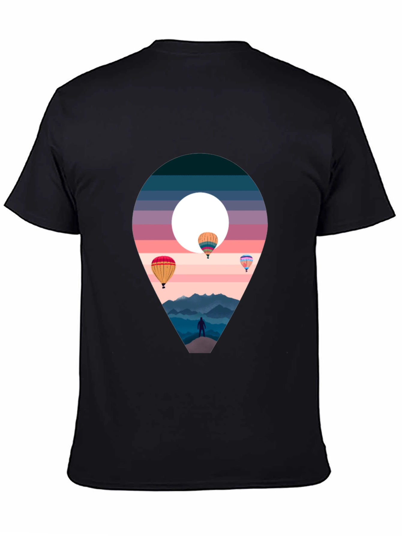 Adventure Awaits Black T-Shirt - Hot Air Balloons