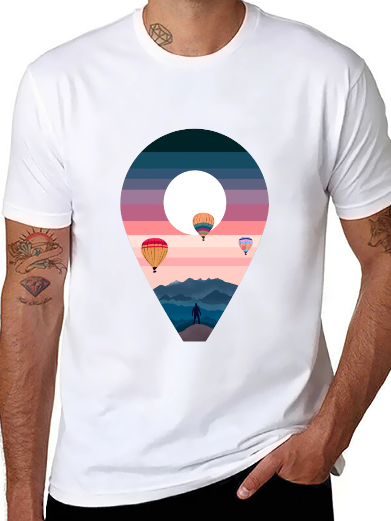 Adventure Awaits Black T-Shirt - Hot Air Balloons