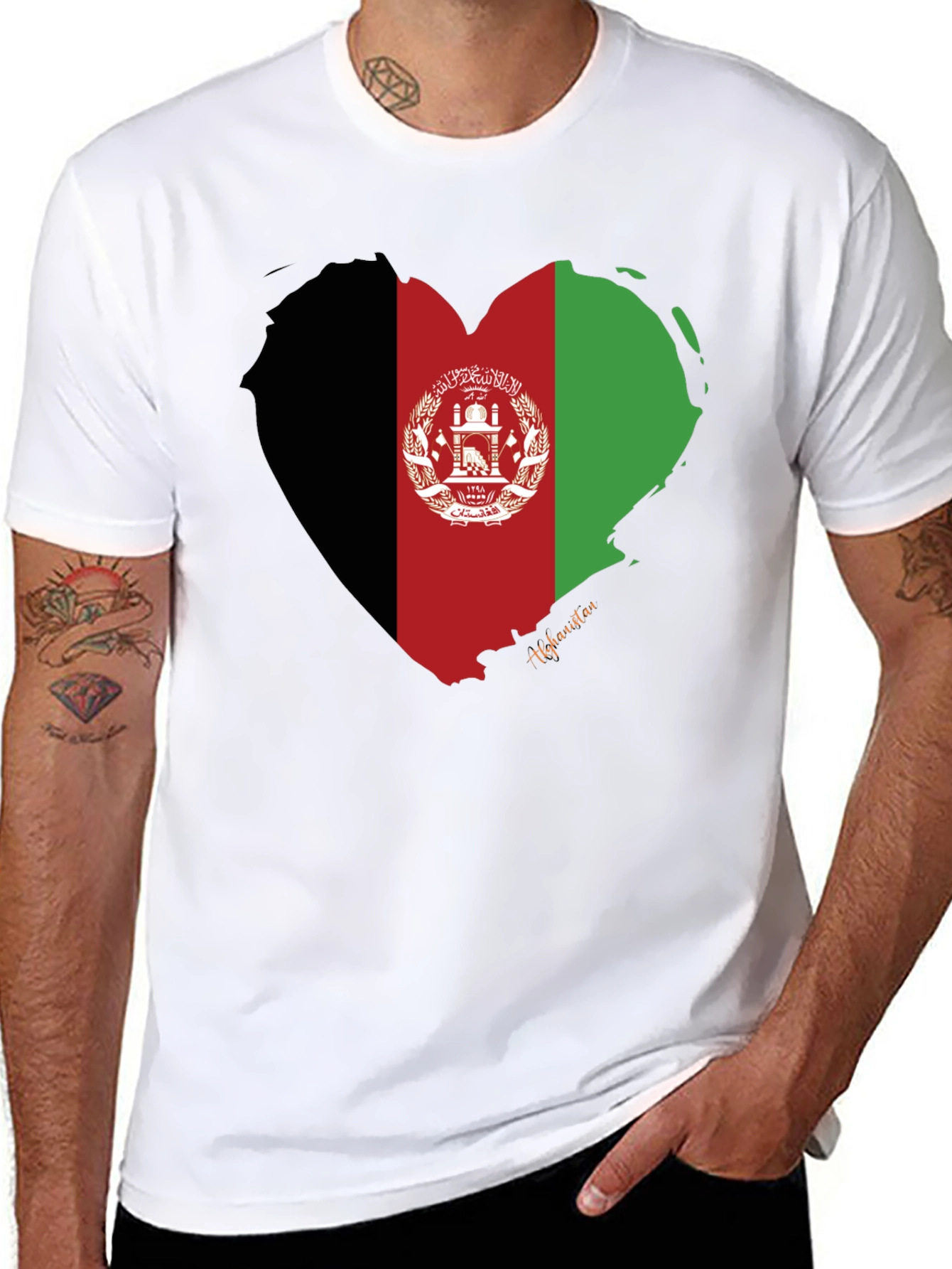 Afghanistan Flag Heart T-Shirt