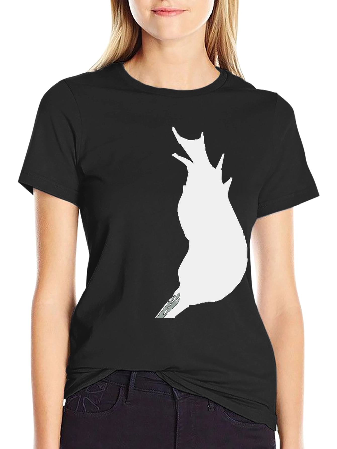 Abstract White Print Black T-Shirt