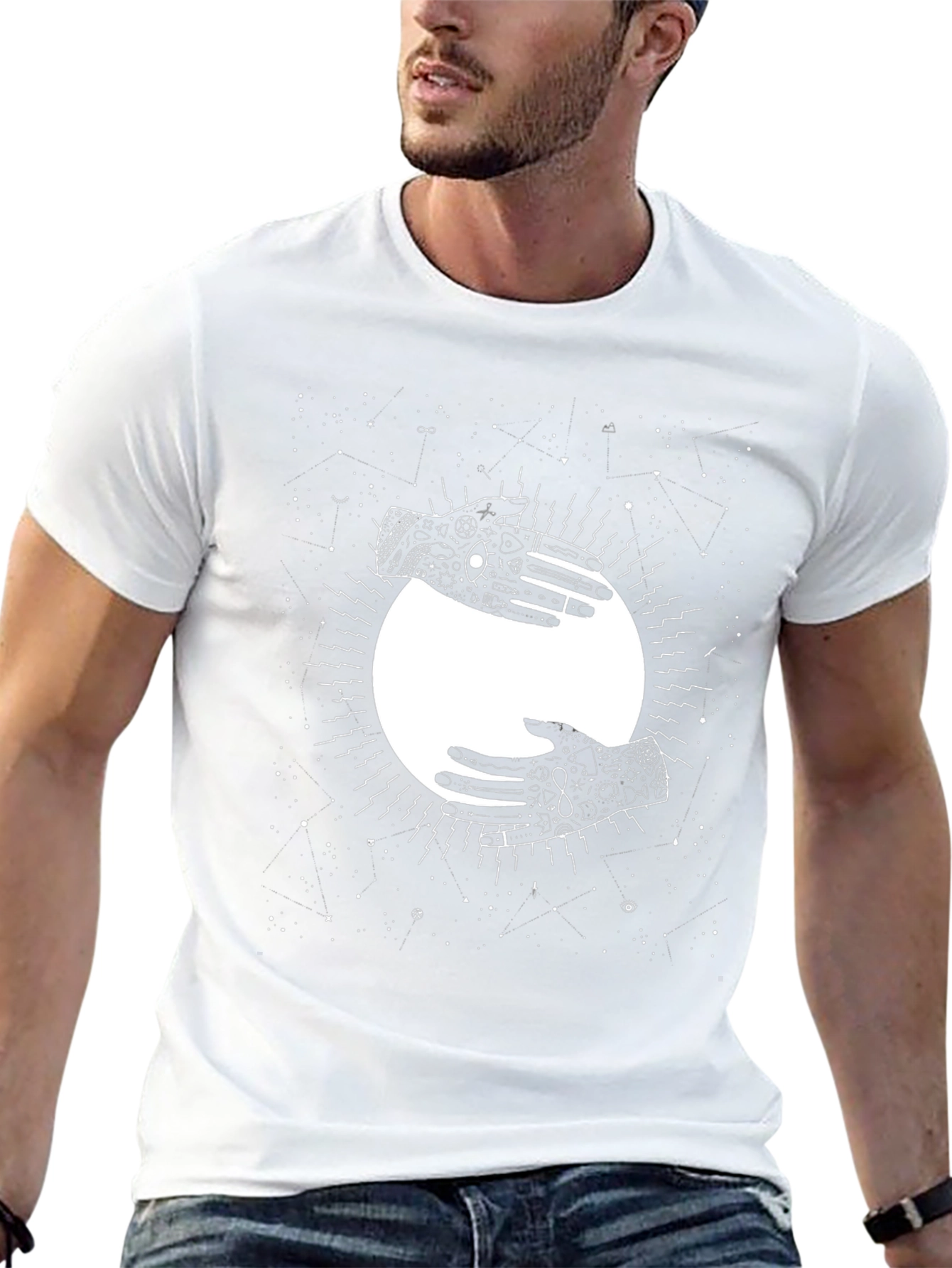 Yin Yang Hands Graphic Tee - Celestial Comfort