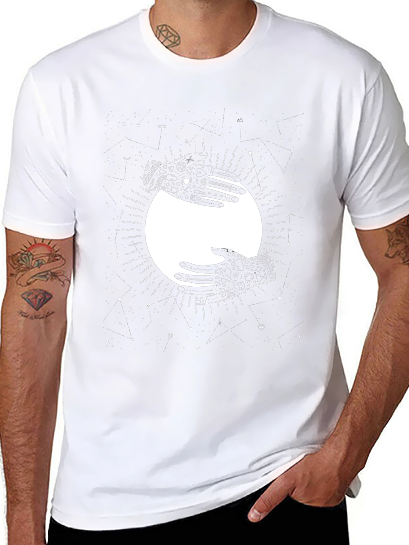 Yin Yang Hands Graphic Tee - Celestial Comfort