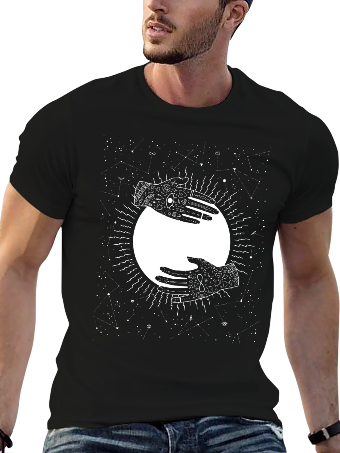 Yin Yang Hands Graphic Tee - Celestial Comfort