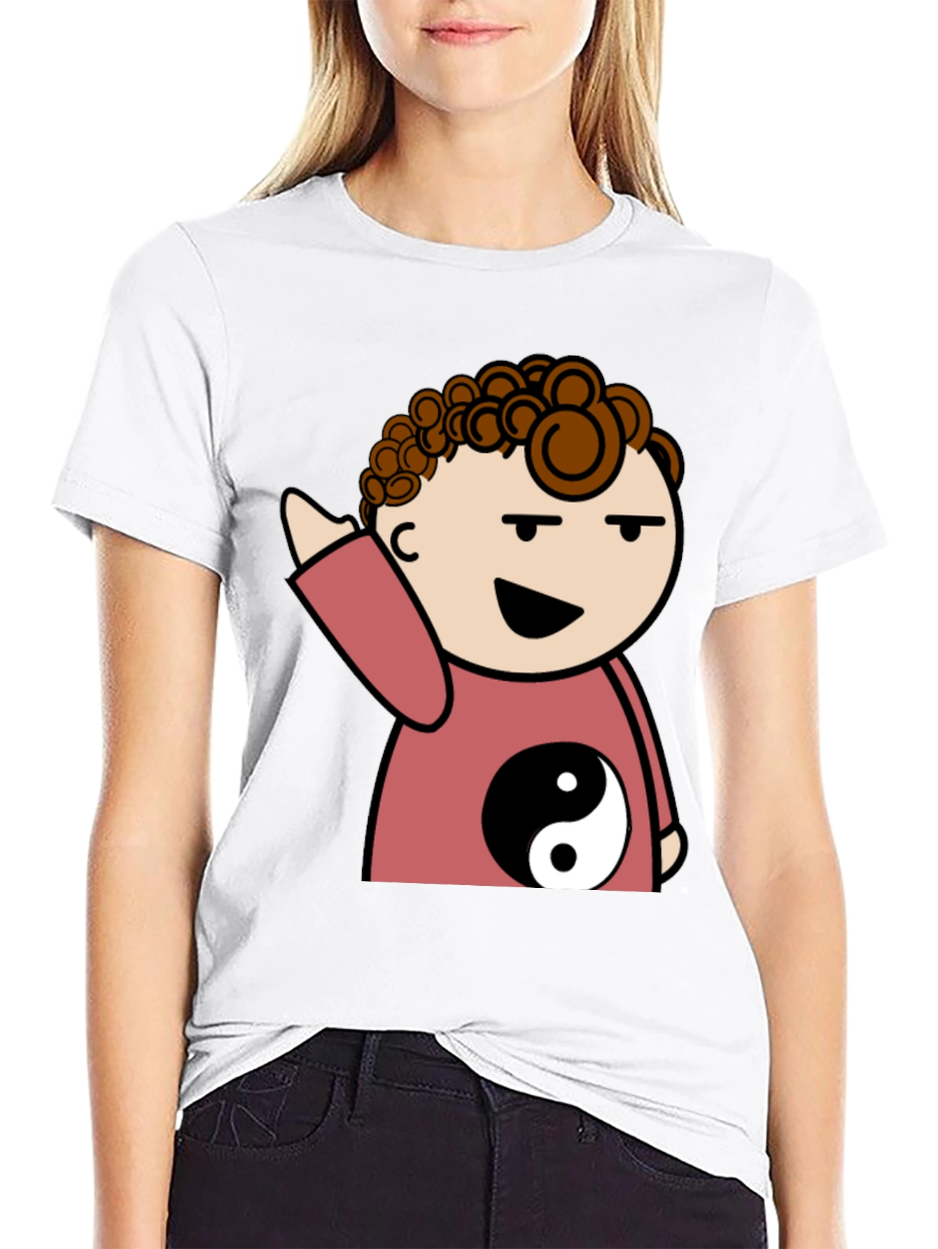 Yin Yang Cartoon Character Graphic T-Shirt