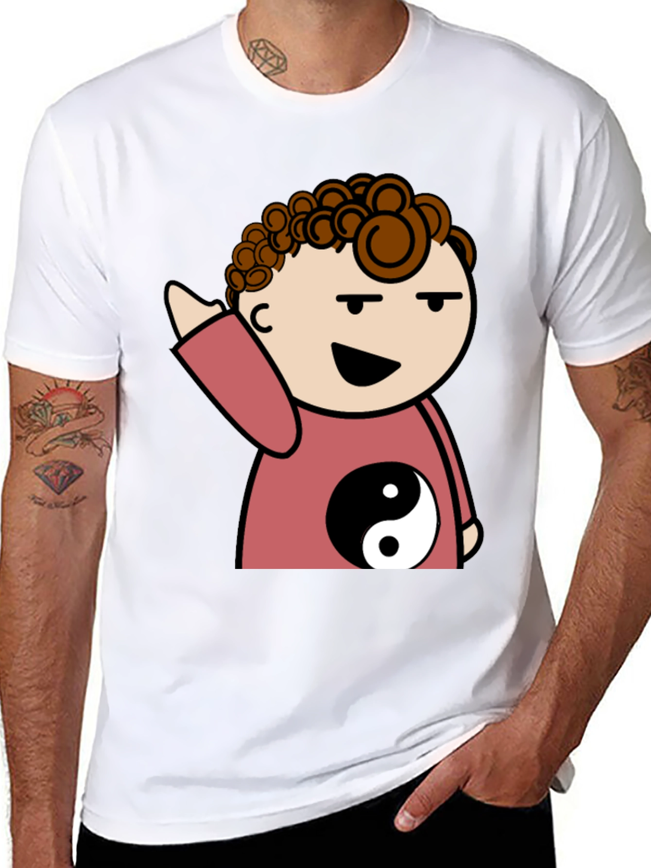 Yin Yang Cartoon Character Graphic T-Shirt
