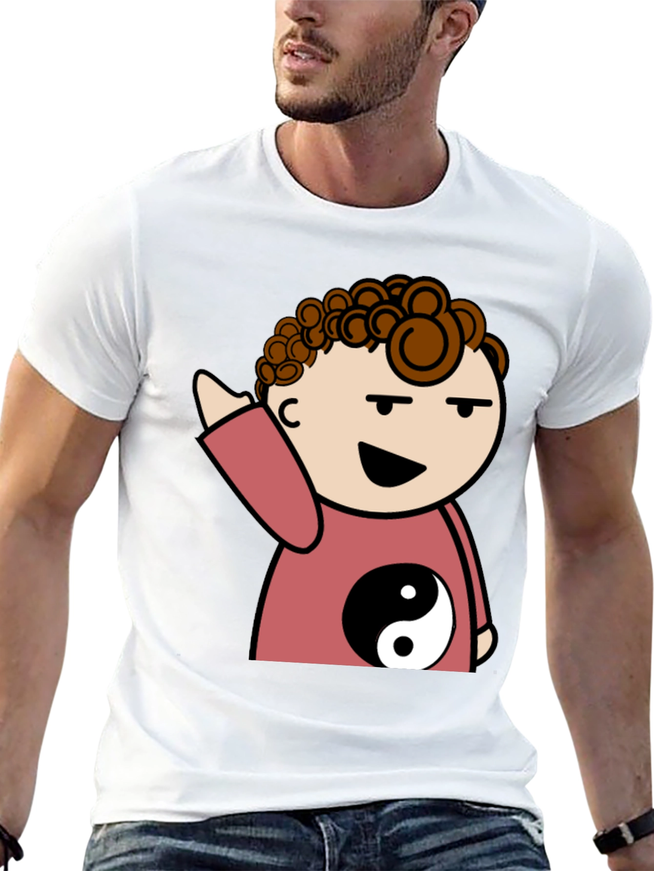 Yin Yang Cartoon Character Graphic T-Shirt