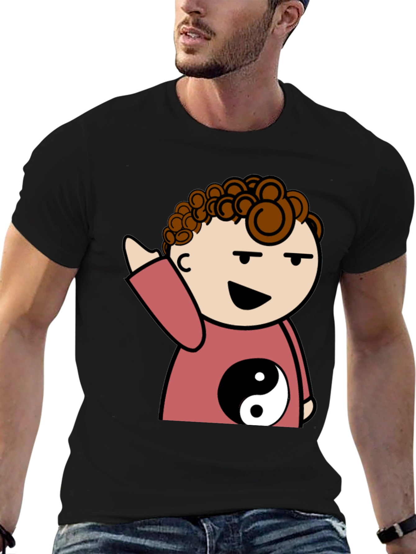 Yin Yang Cartoon Character Graphic T-Shirt