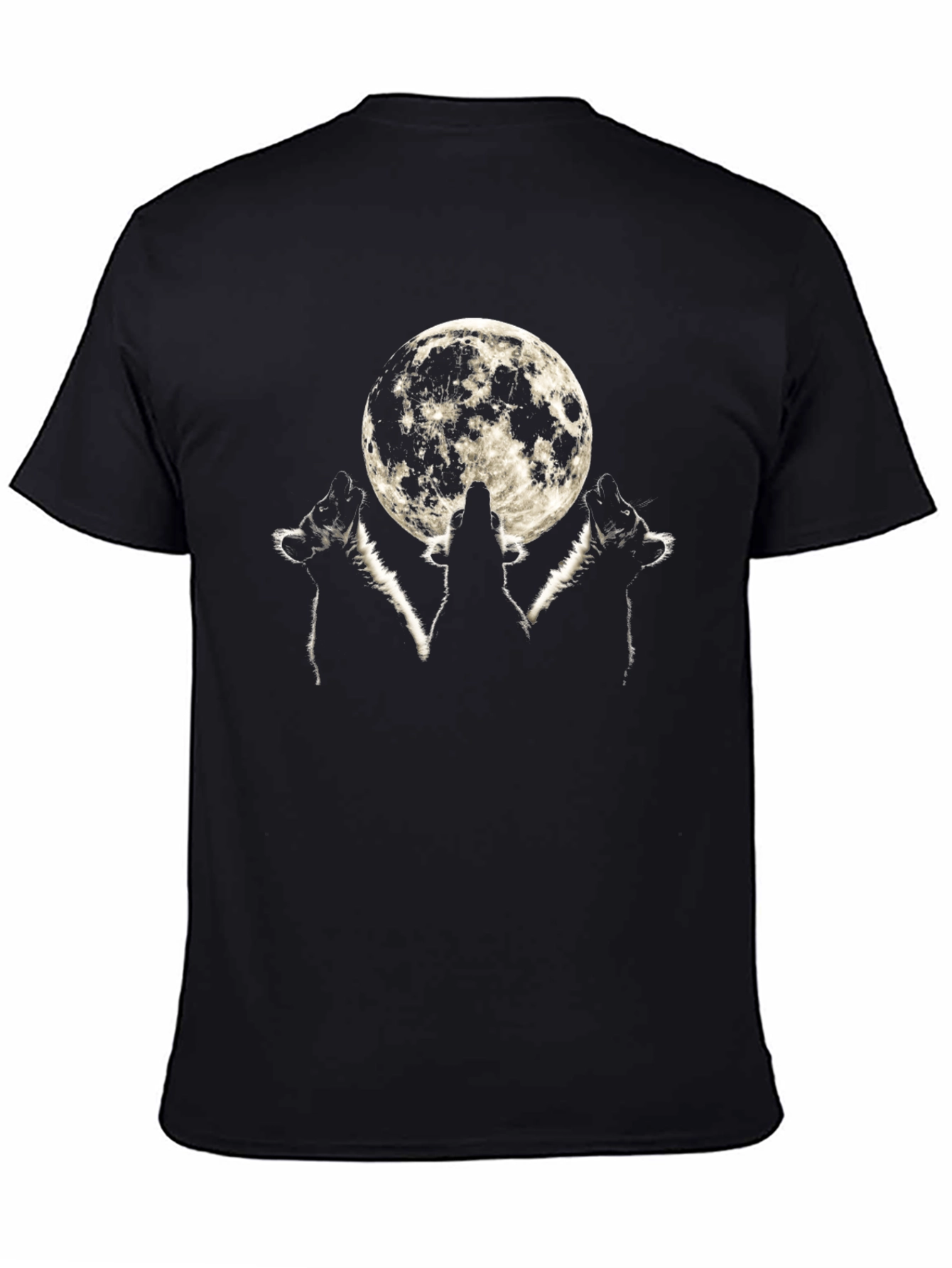 Wolf Moon Graphic Tee - Black Cotton T-Shirt