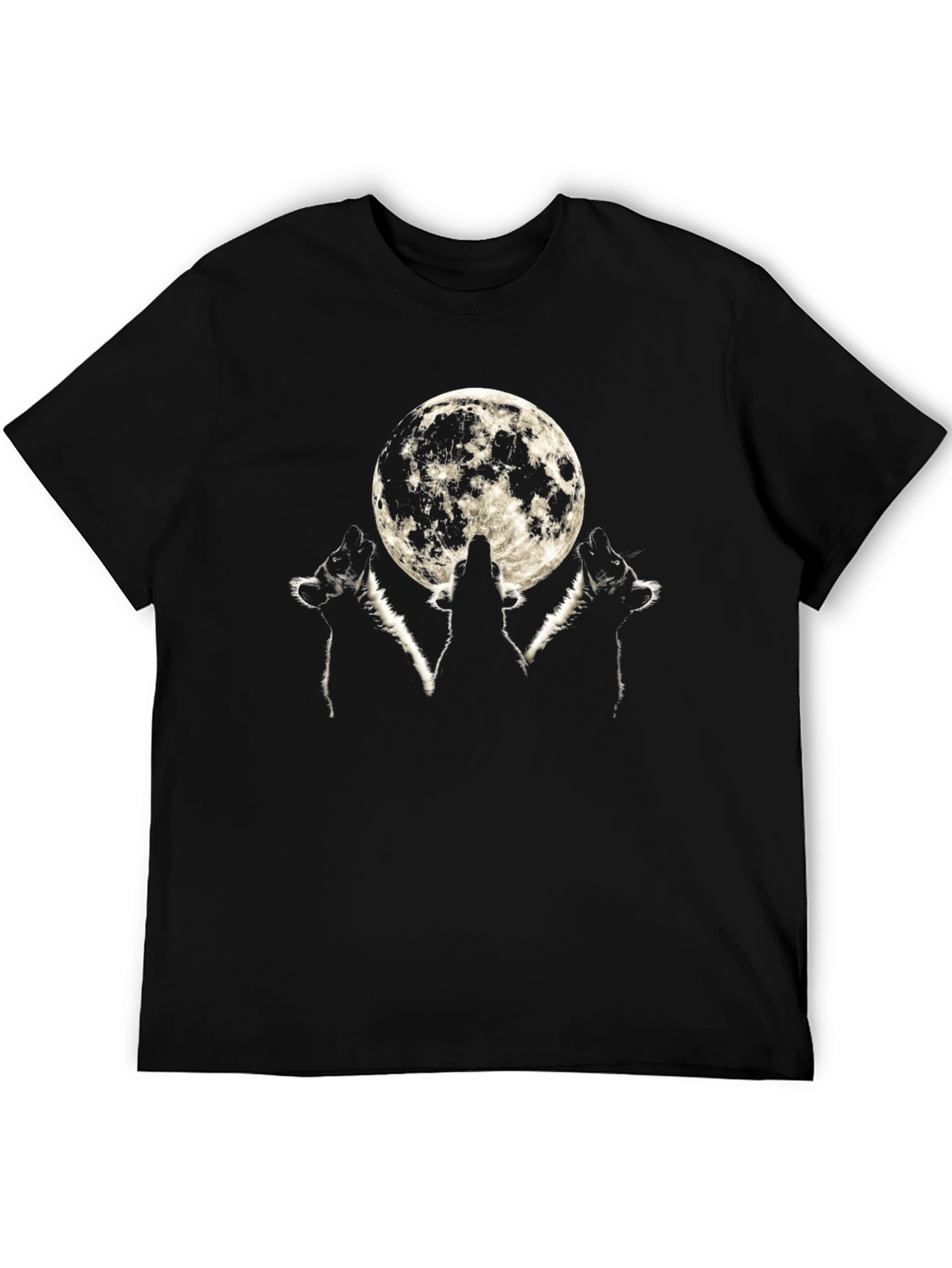 Wolf Moon Graphic Tee - Black Cotton T-Shirt
