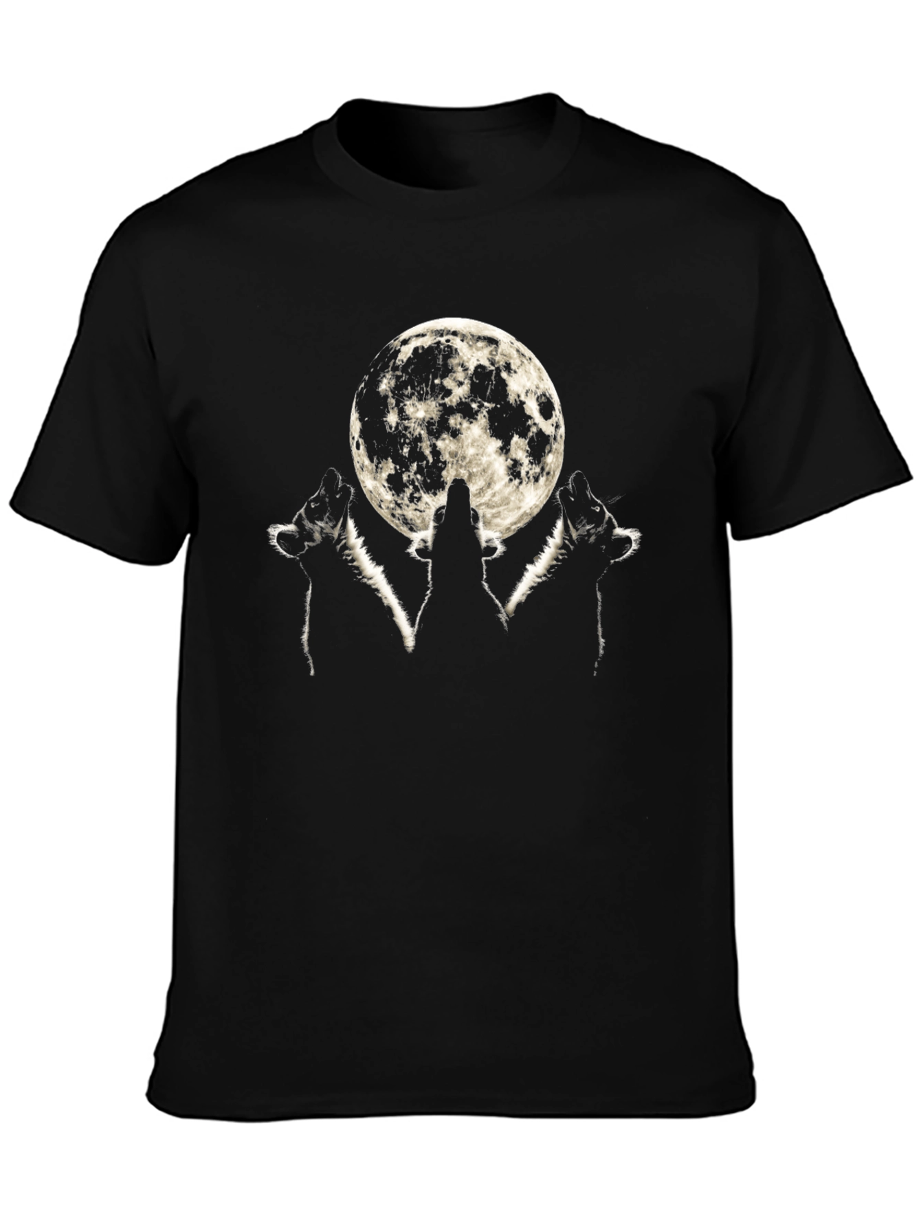Wolf Moon Graphic Tee - Black Cotton T-Shirt