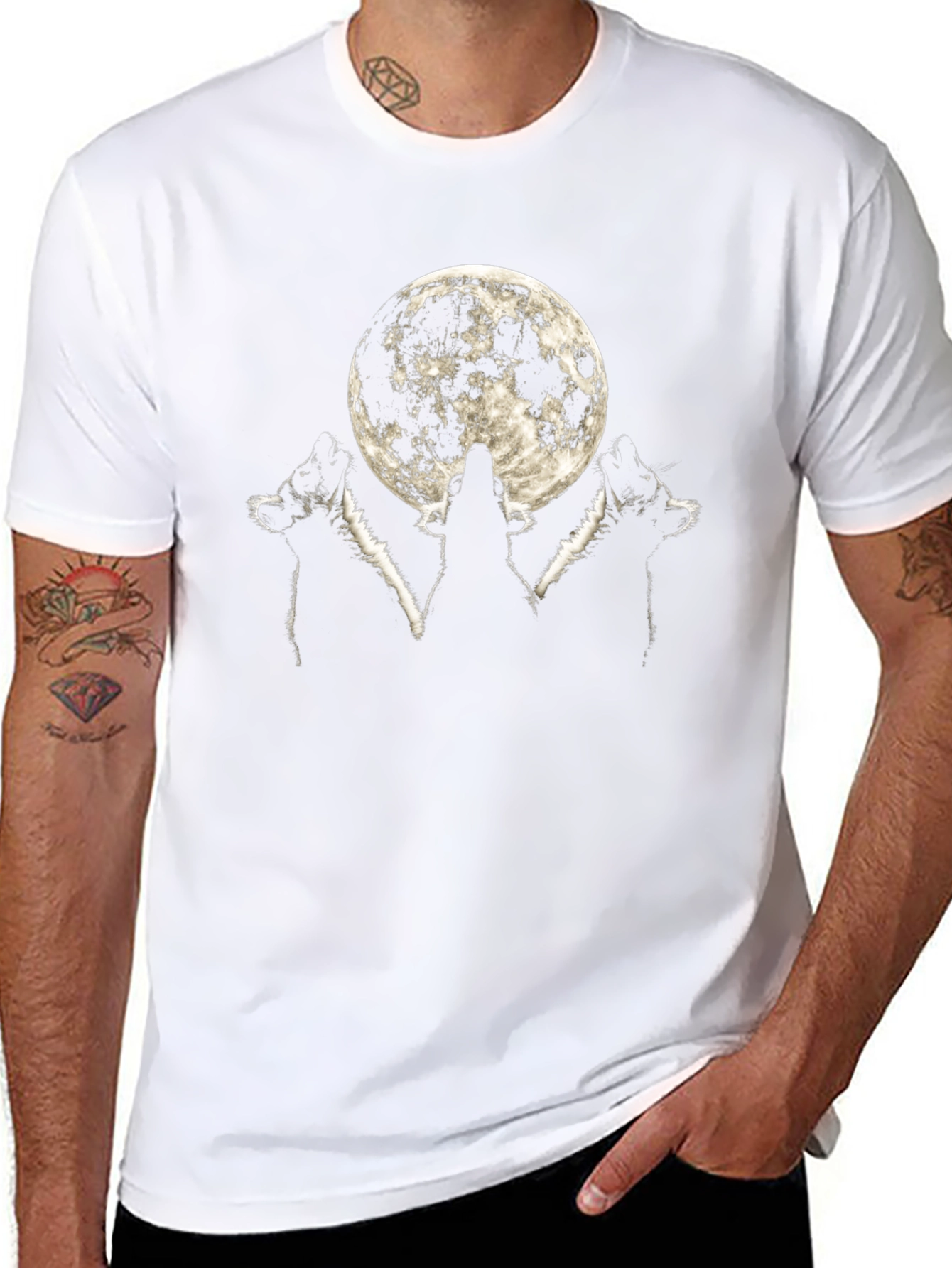 Wolf Moon Graphic Tee - Black Cotton T-Shirt