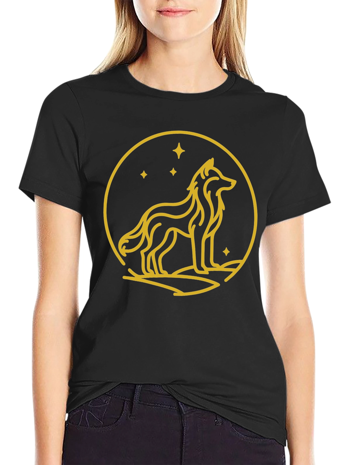 Wolf Circle Graphic Tee - Black