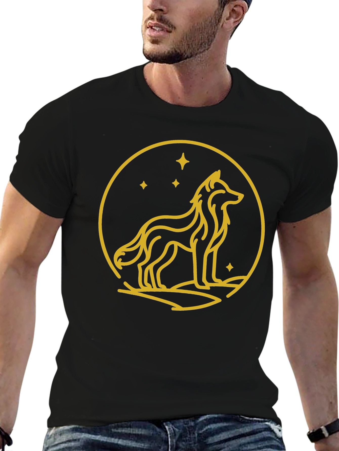 Wolf Circle Graphic Tee - Black