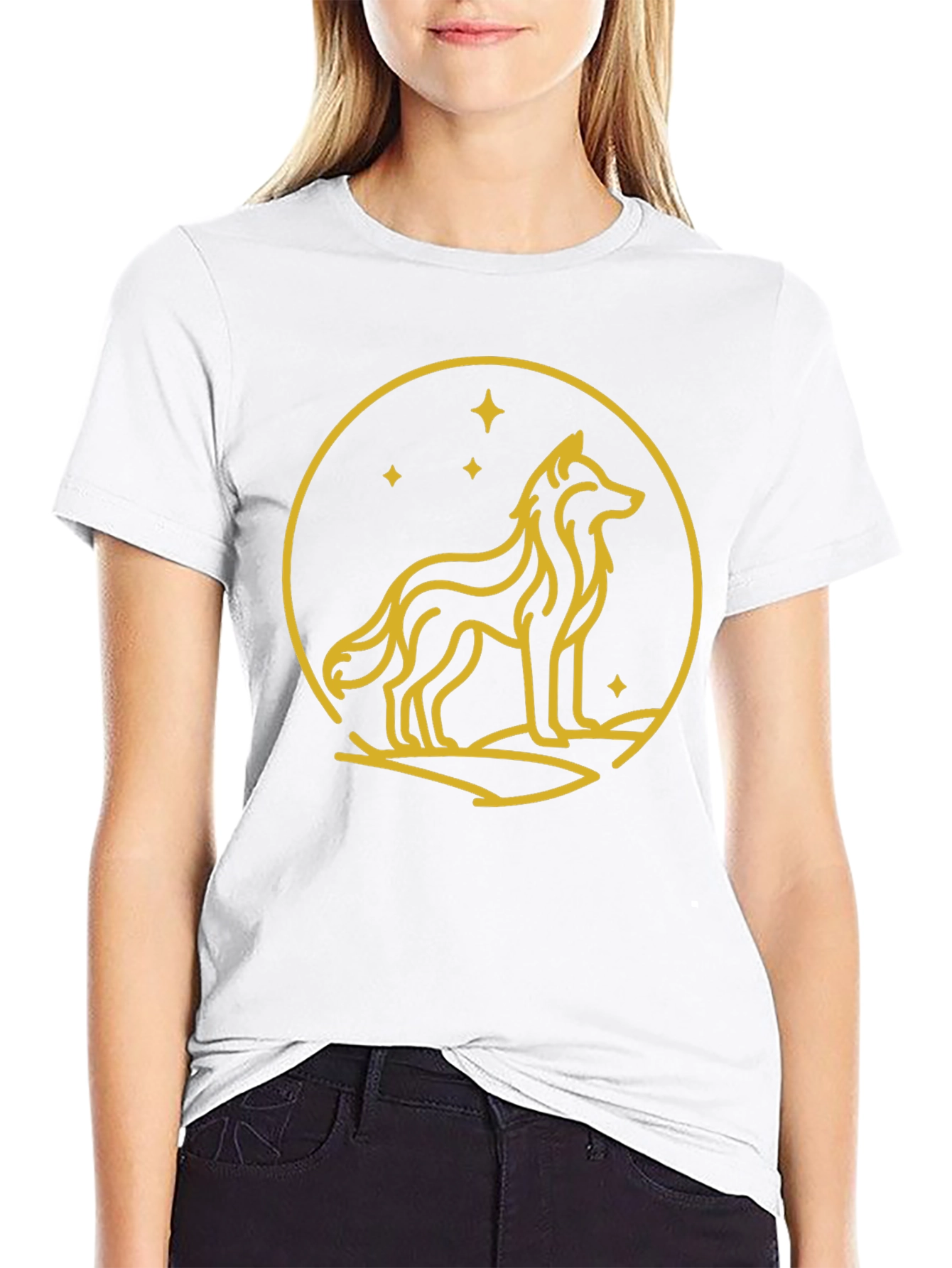 Wolf Circle Graphic Tee - Black