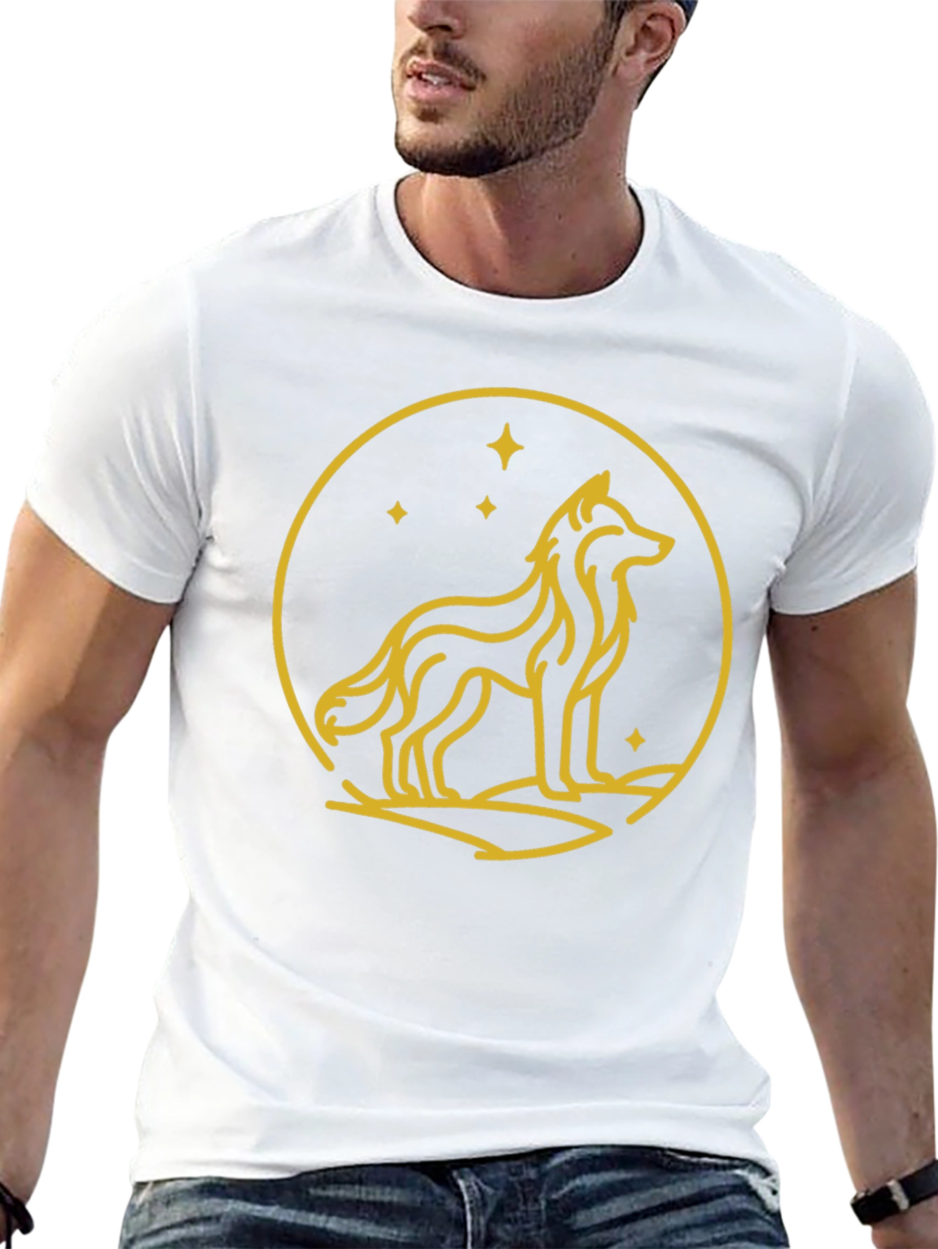 Wolf Circle Graphic Tee - Black