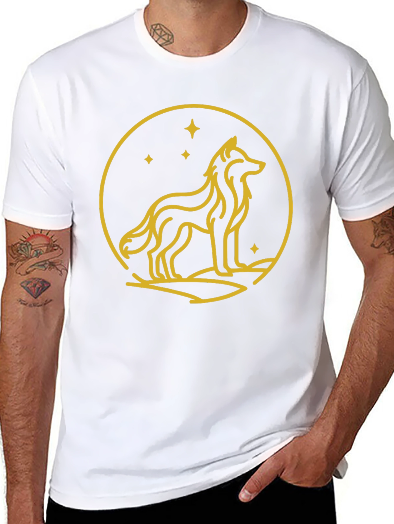 Wolf Circle Graphic Tee - Black