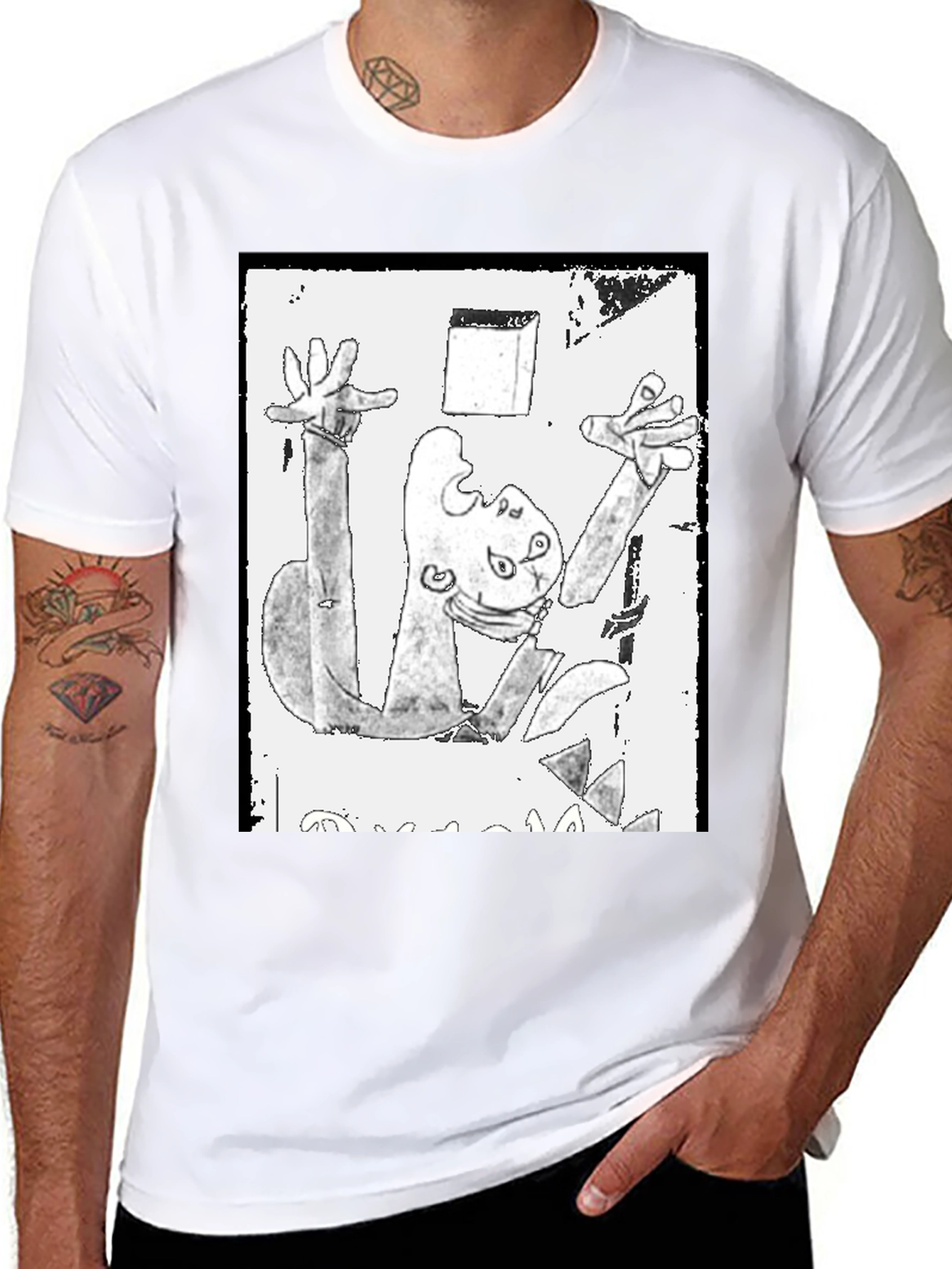 Abstract Art Graphic Print Black T-Shirt