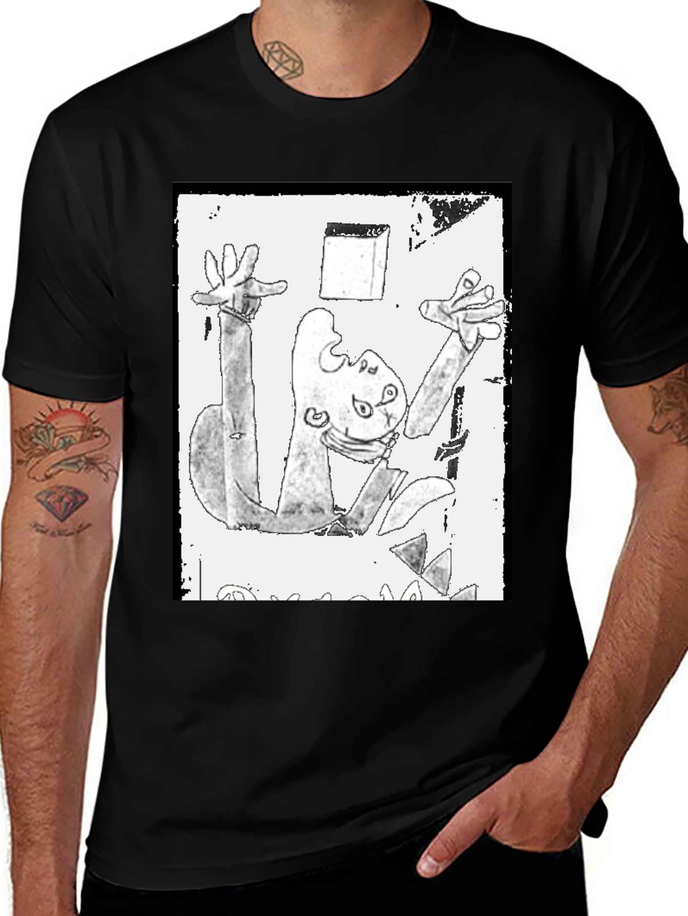 Abstract Art Graphic Print Black T-Shirt