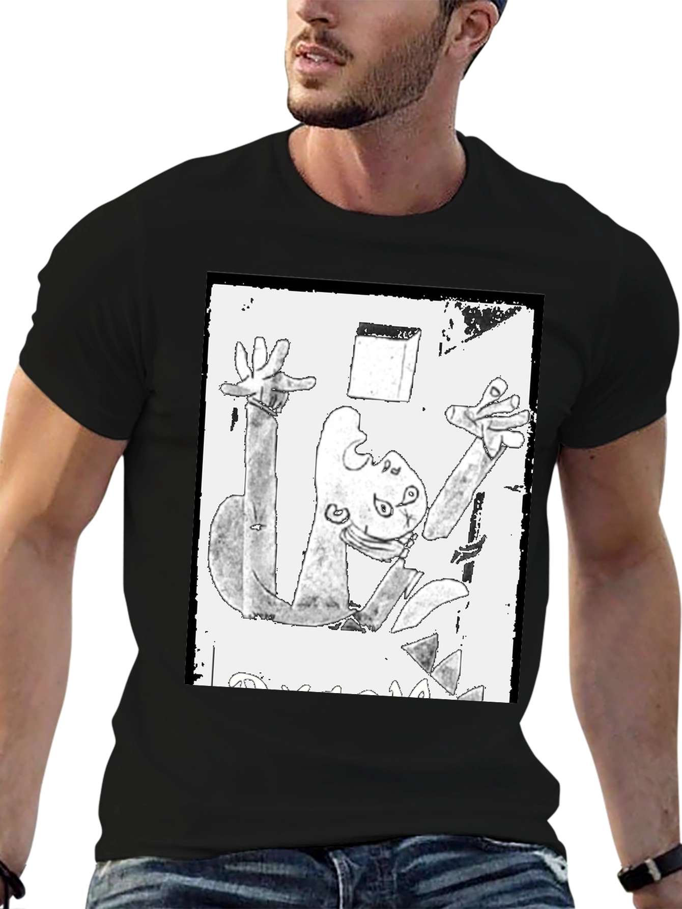 Abstract Art Graphic Print Black T-Shirt