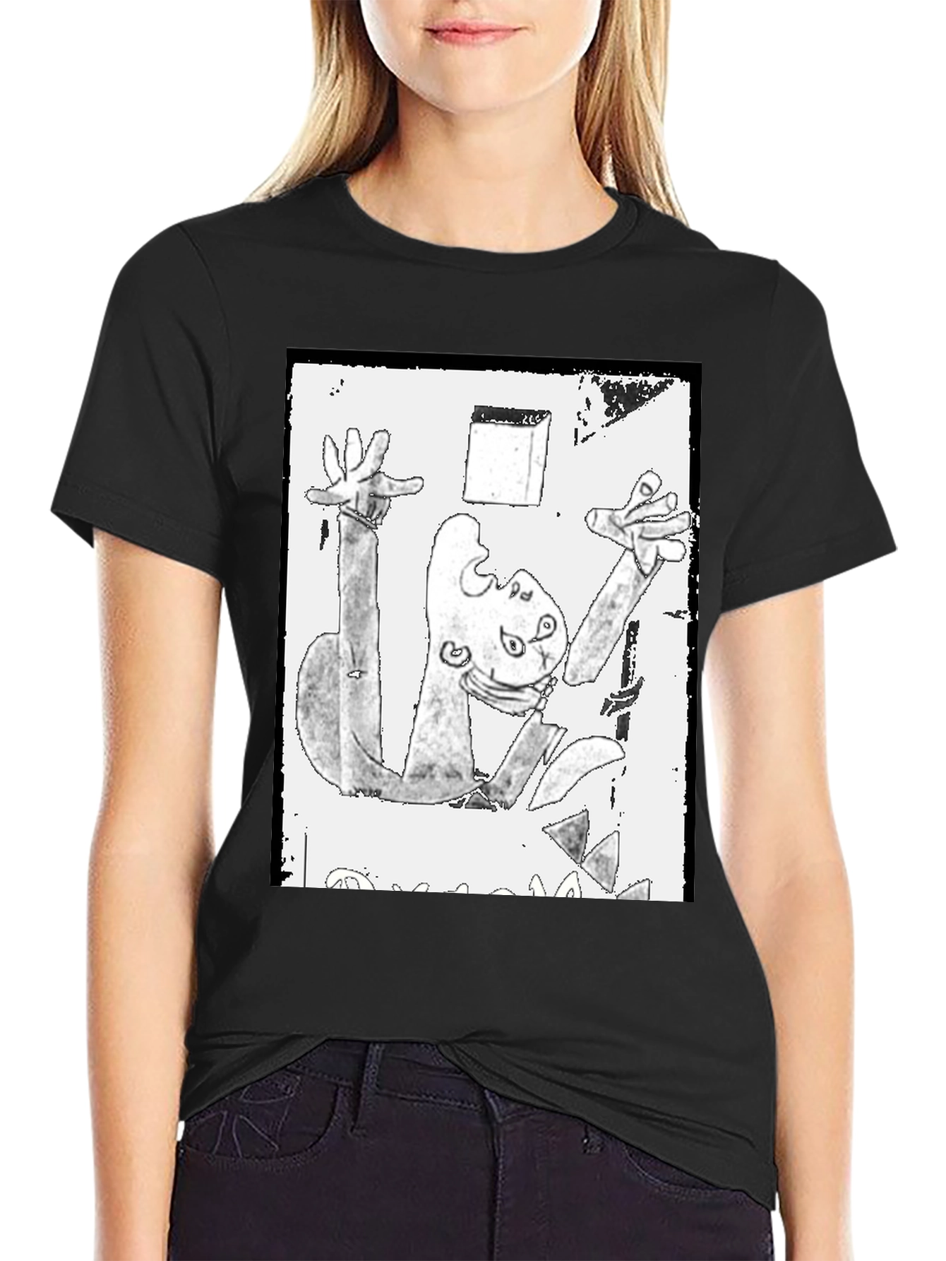 Abstract Art Graphic Print Black T-Shirt