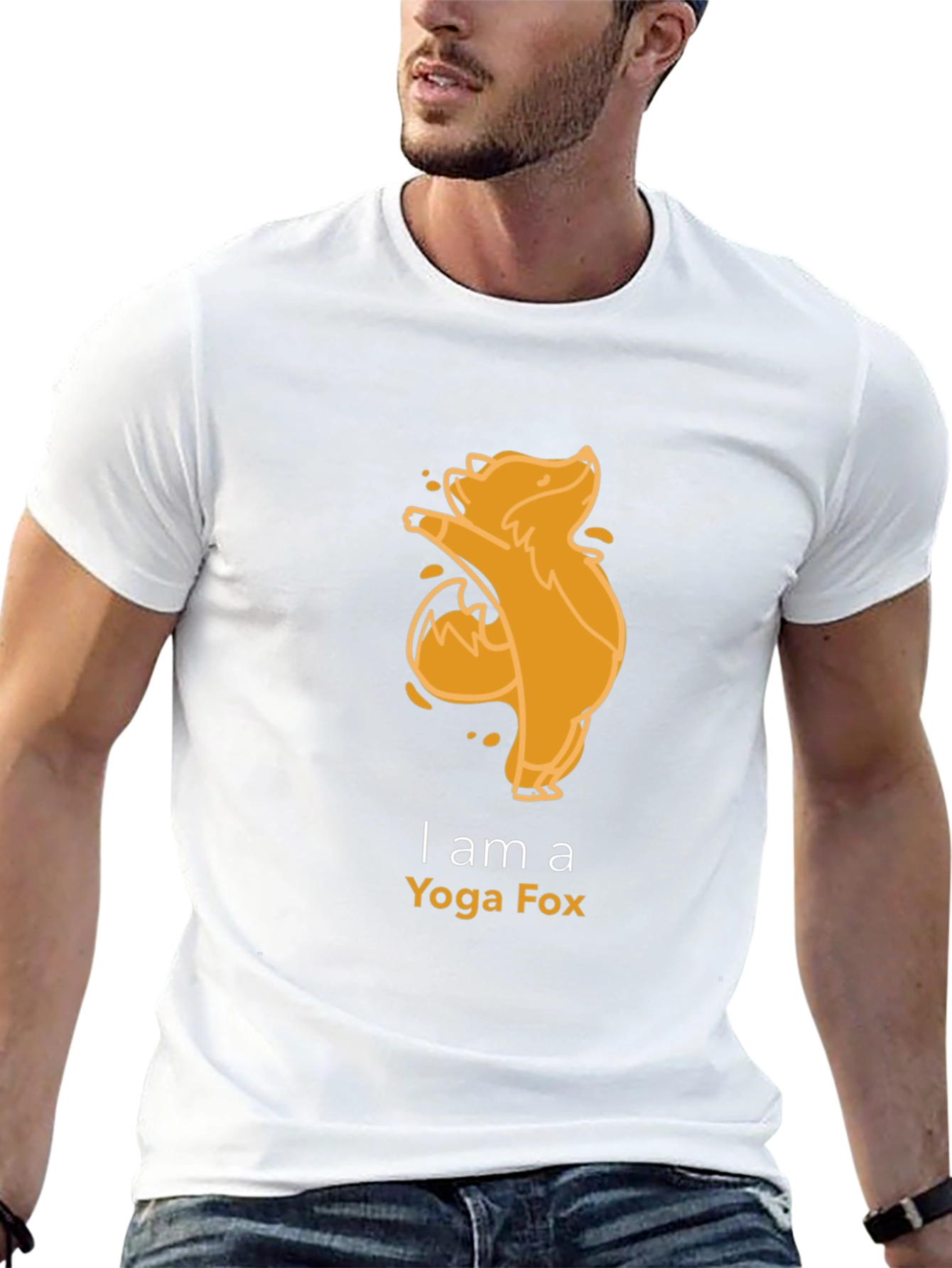 Yoga Fox Graphic Tee - Black Cotton T-Shirt