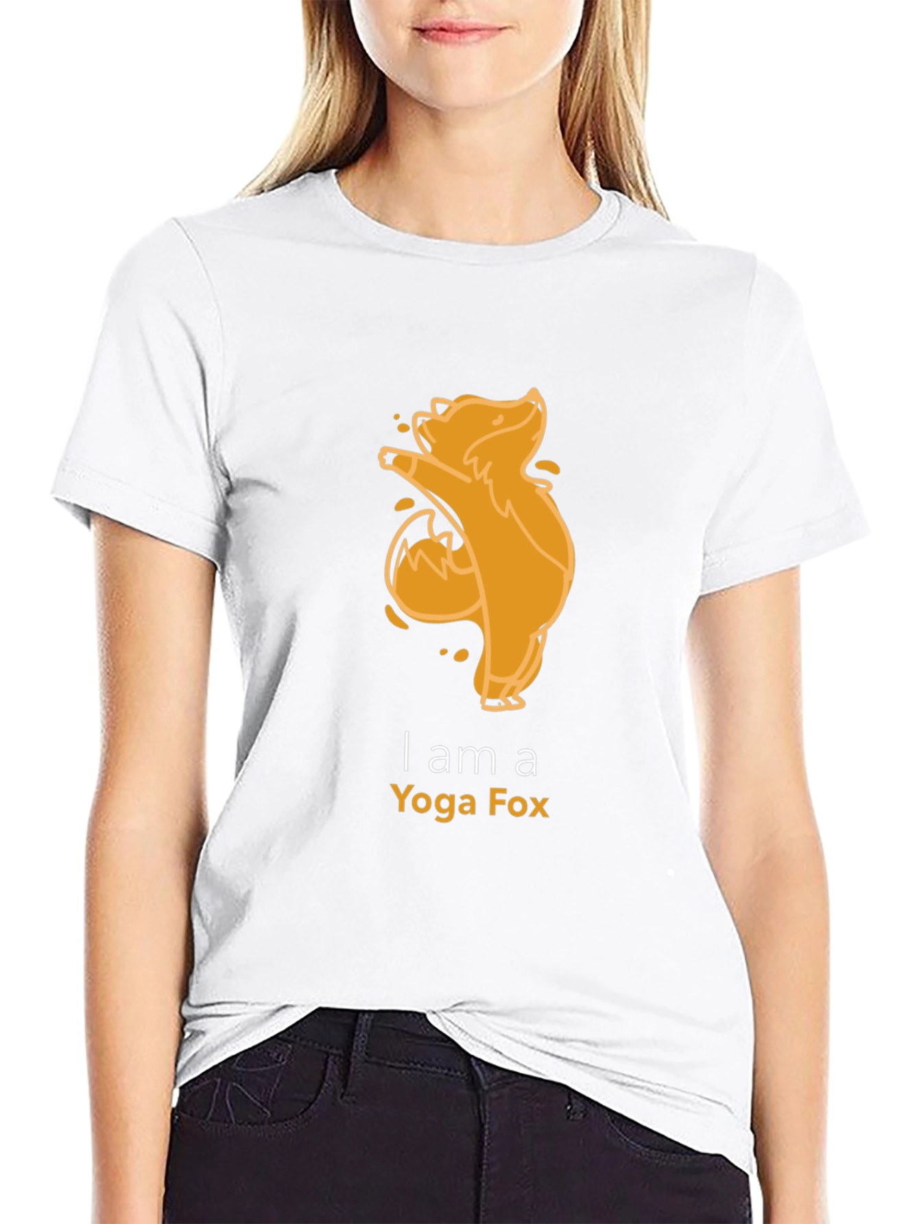 Yoga Fox Graphic Tee - Black Cotton T-Shirt