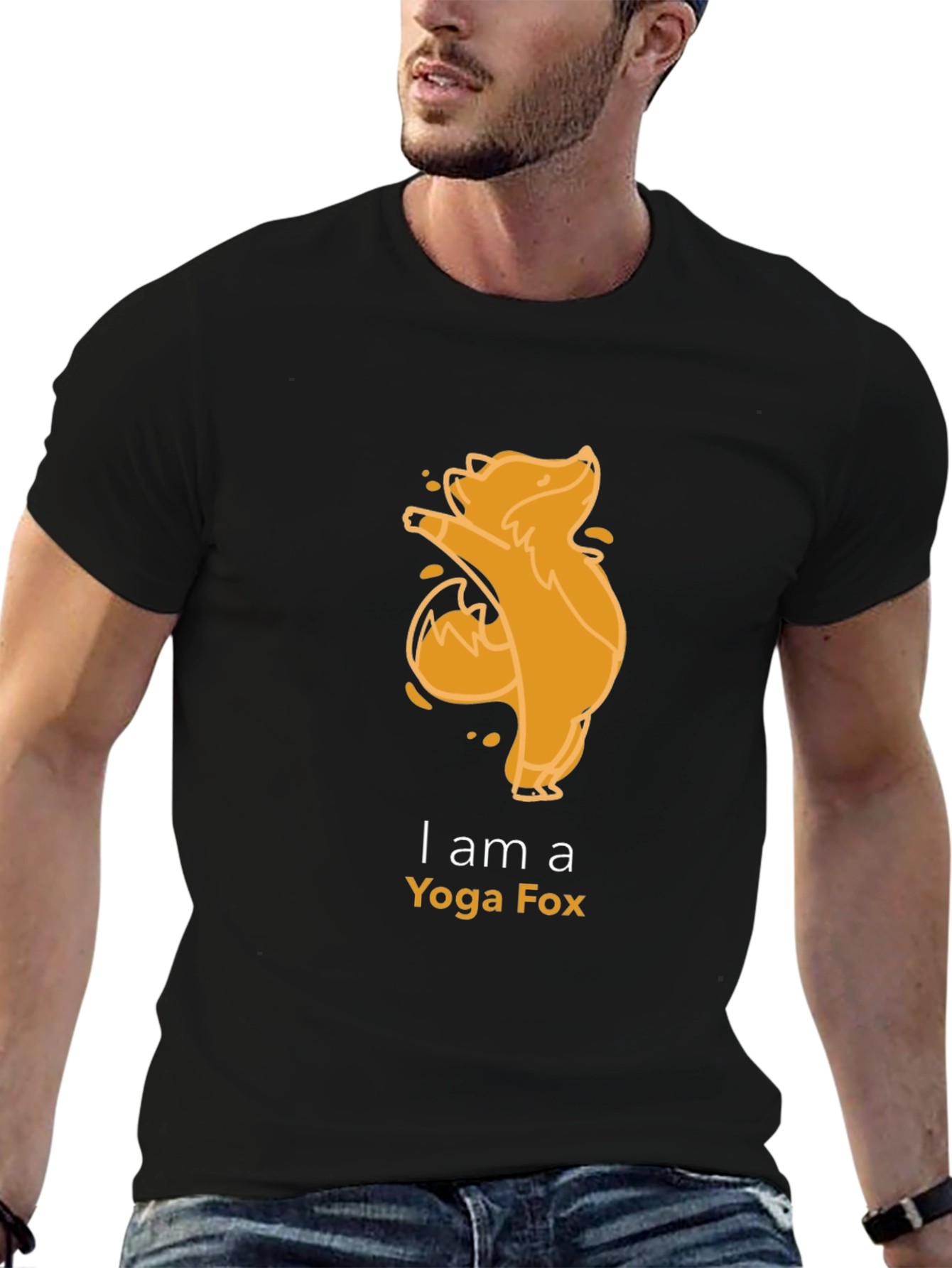 Yoga Fox Graphic Tee - Black Cotton T-Shirt