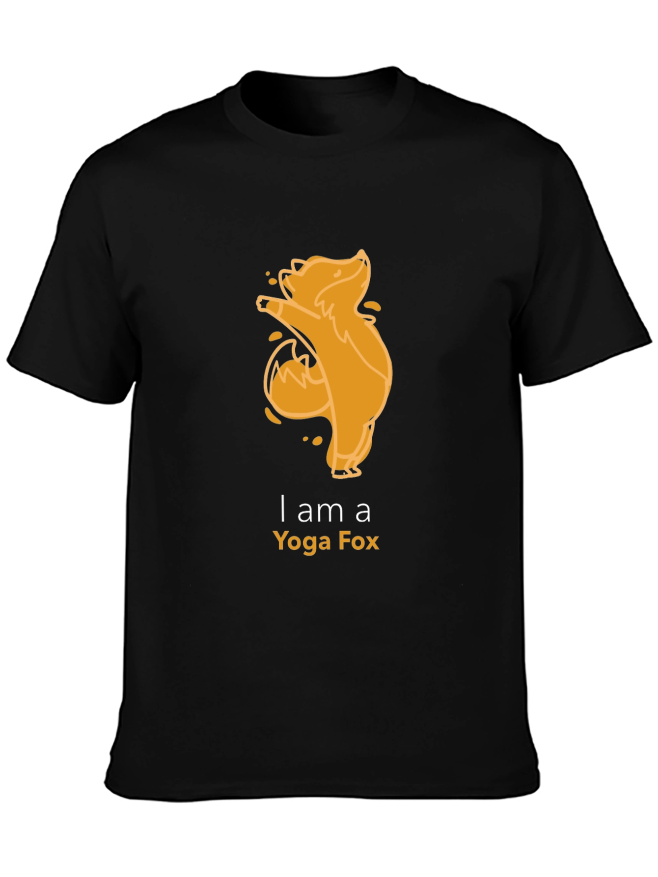 Yoga Fox Graphic Tee - Black Cotton T-Shirt