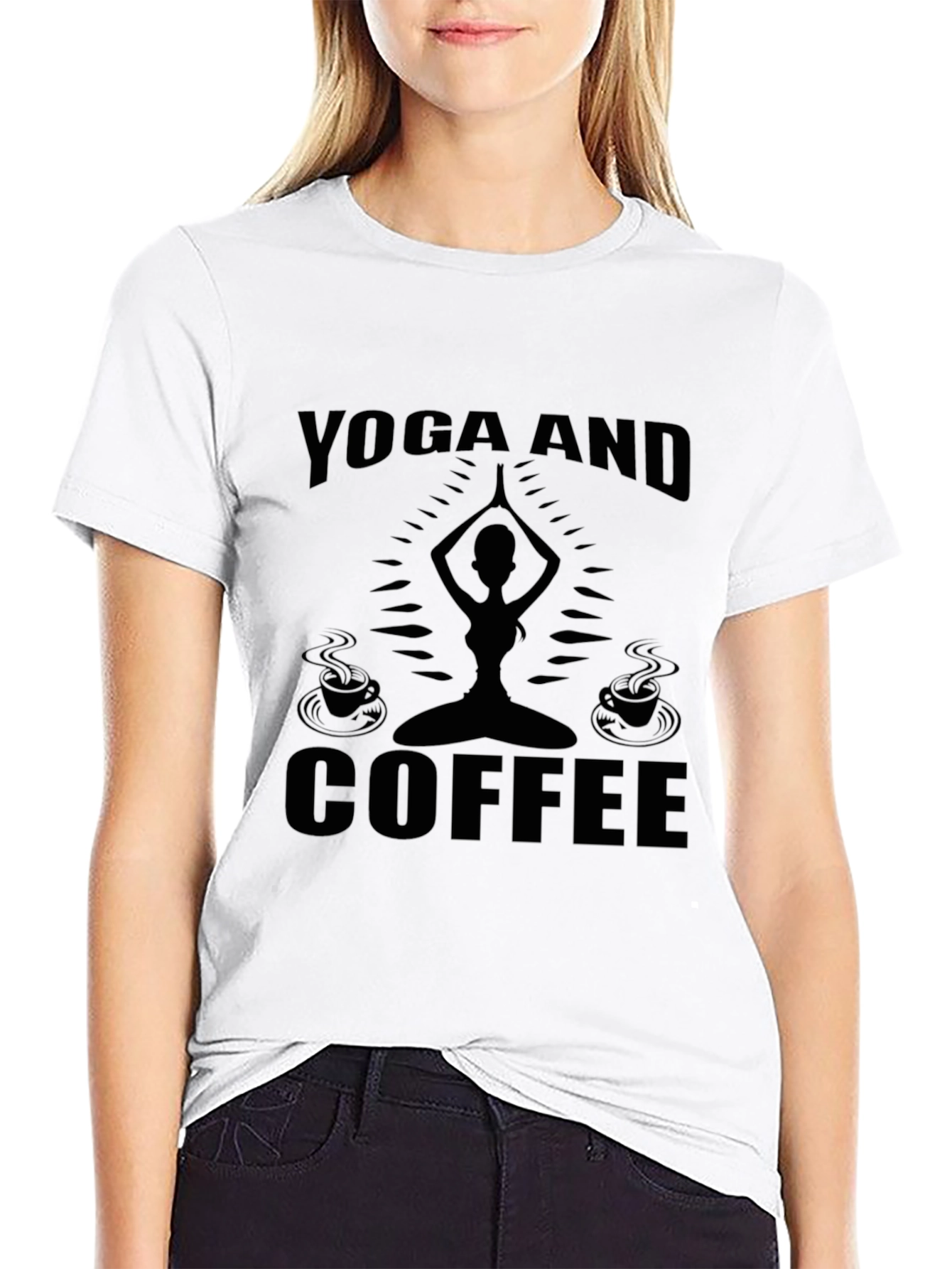 Yoga and Coffee Black Graphic Tee
